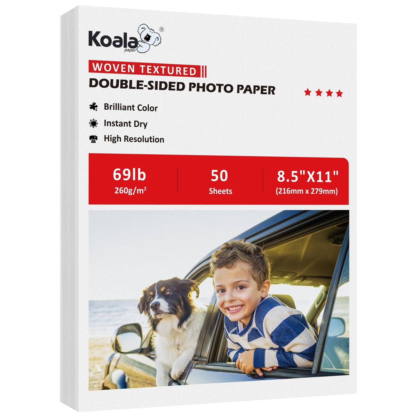 Koala Woven Textured Doublesided Photo Paper Inkjet Laser 260GSM 8.5×11 50 Pcs