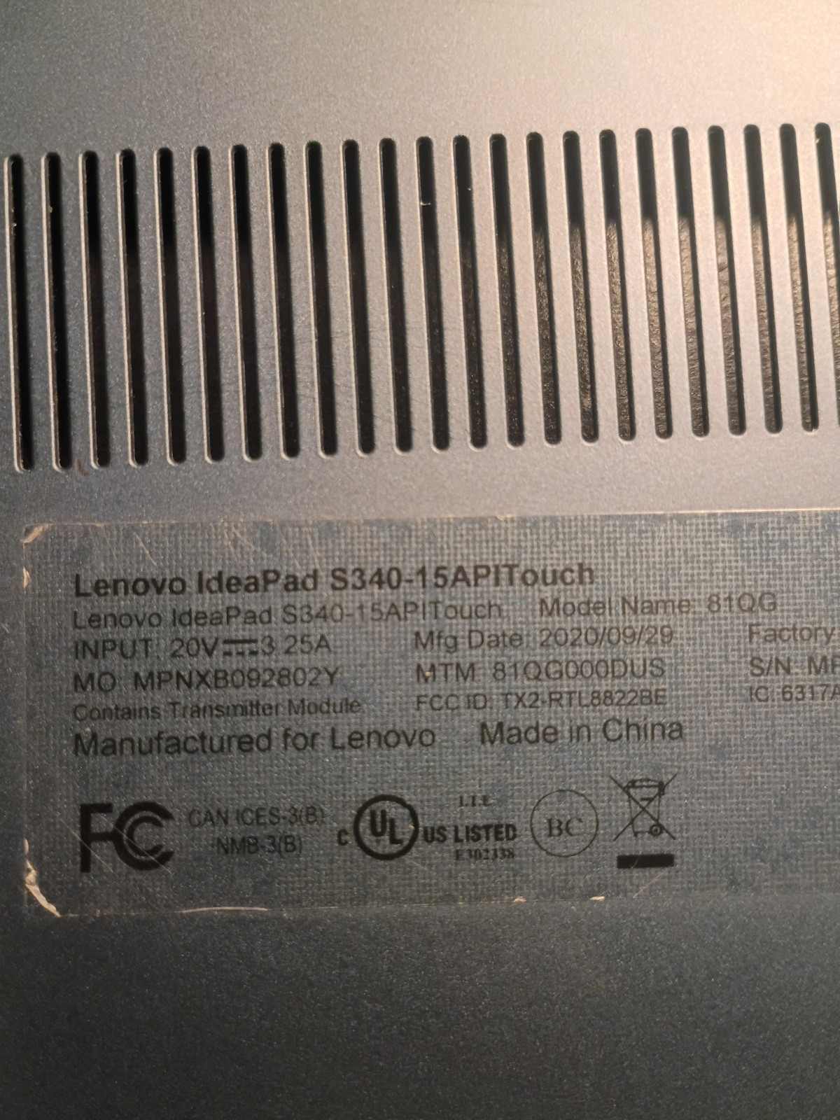 Lenovo IdeaPad S340-15APITouch Laptop Motherboard With Ryzen i7 3700U