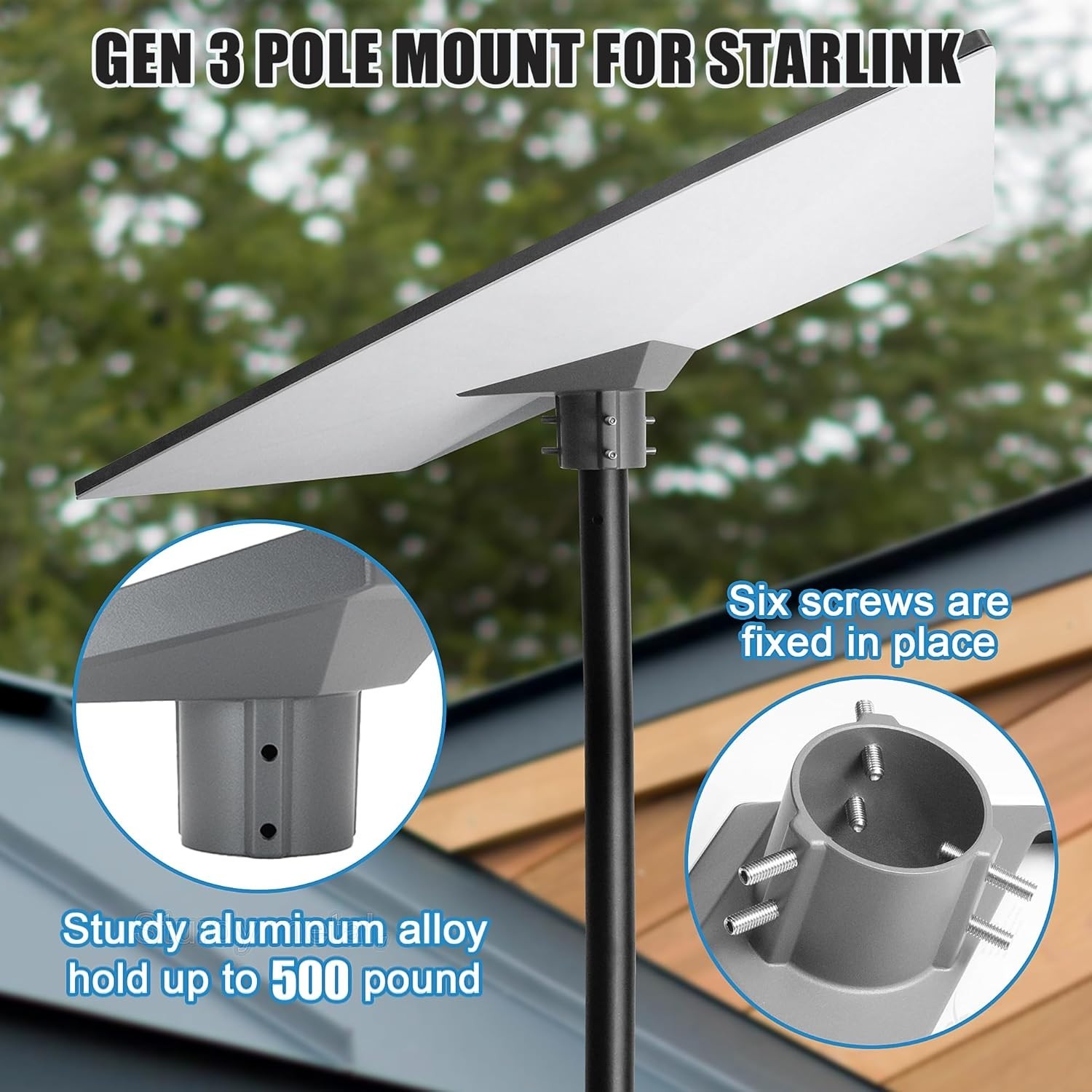 Pipe Adapter for Starlink Standard Dish – 360° Rotation, 20° Tilt