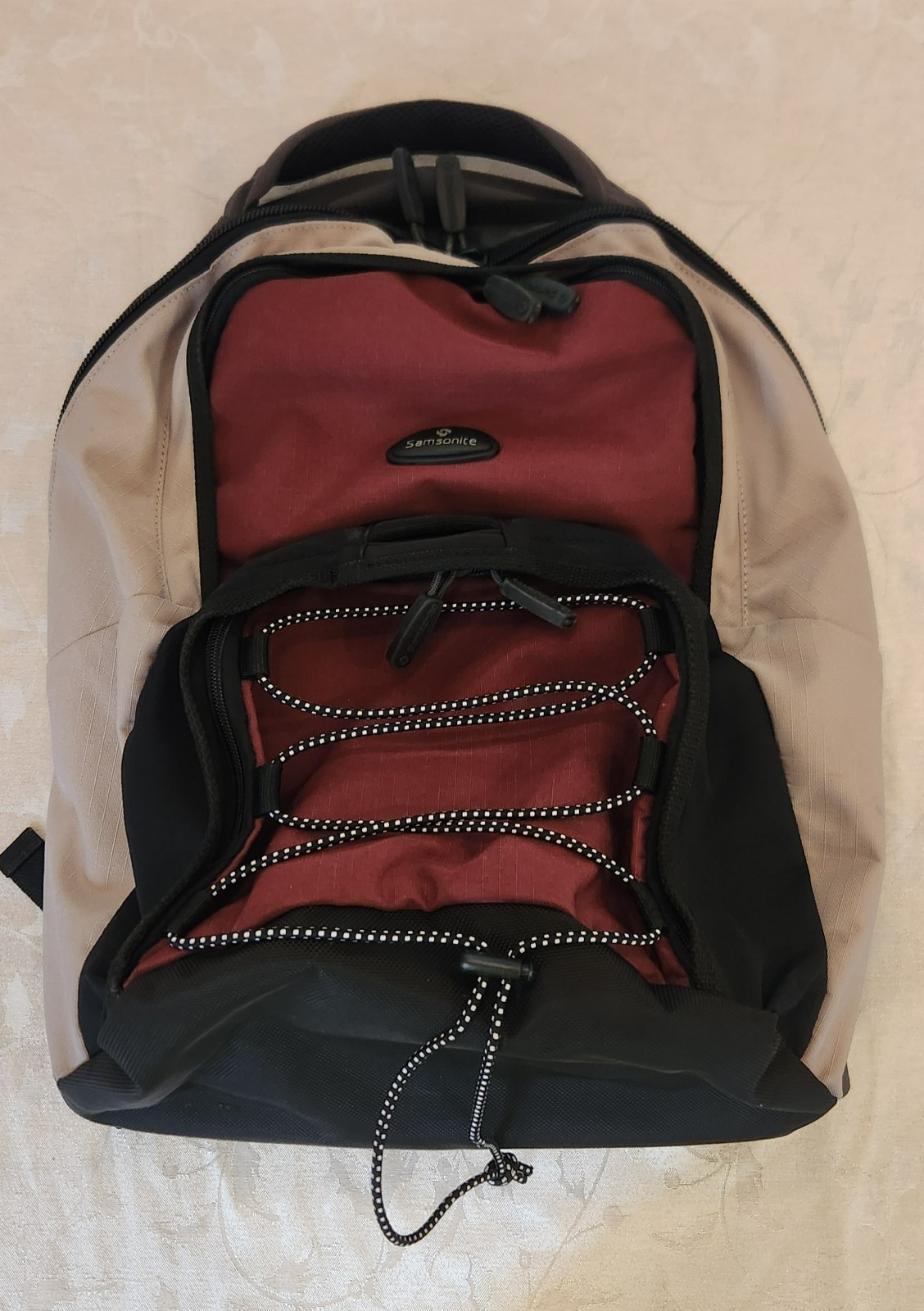 SAMSONITE Red Tan and Black Laptop Backpack with Waist Clasp