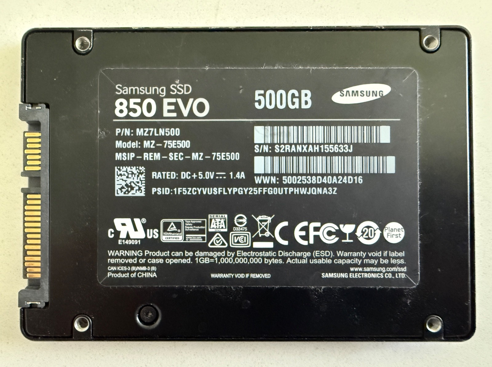 Samsung 850 EVO 500GB 2.5″ SATA III Internal SSD – MZ-75E500 – 98% Health