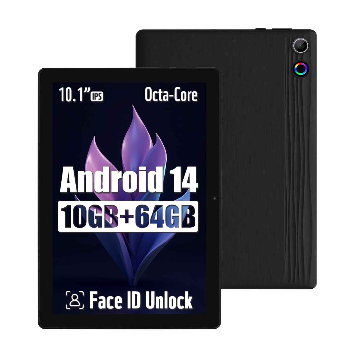 AEEZO Tablet A10 Android 14 Wifi pad 64GB ROM Face ID Unlock Dynamic halo 10.1in