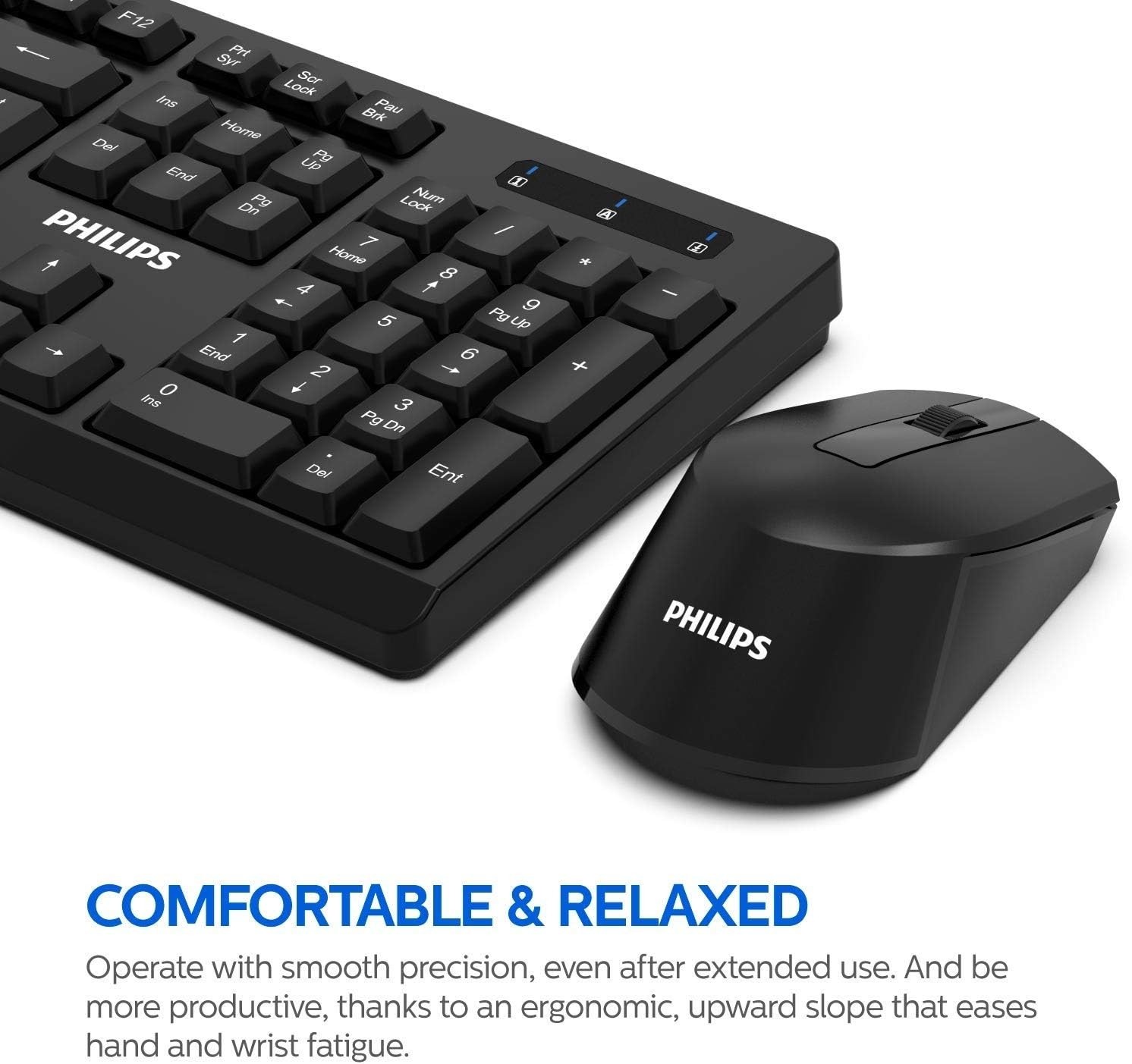 PHILIPS Wireless Keyboard and Mouse Combo | Optimized 2.4GHz Drop-Free Connectio
