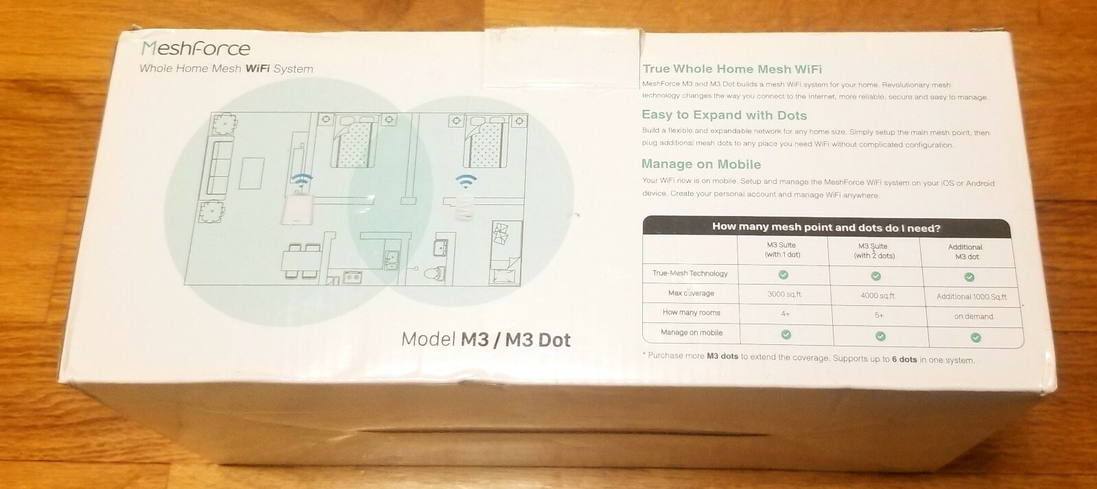 MeshForce Whole Home Mesh WiFi System M3 Suite (1 WiFi Point + 1 WiFi Dot)