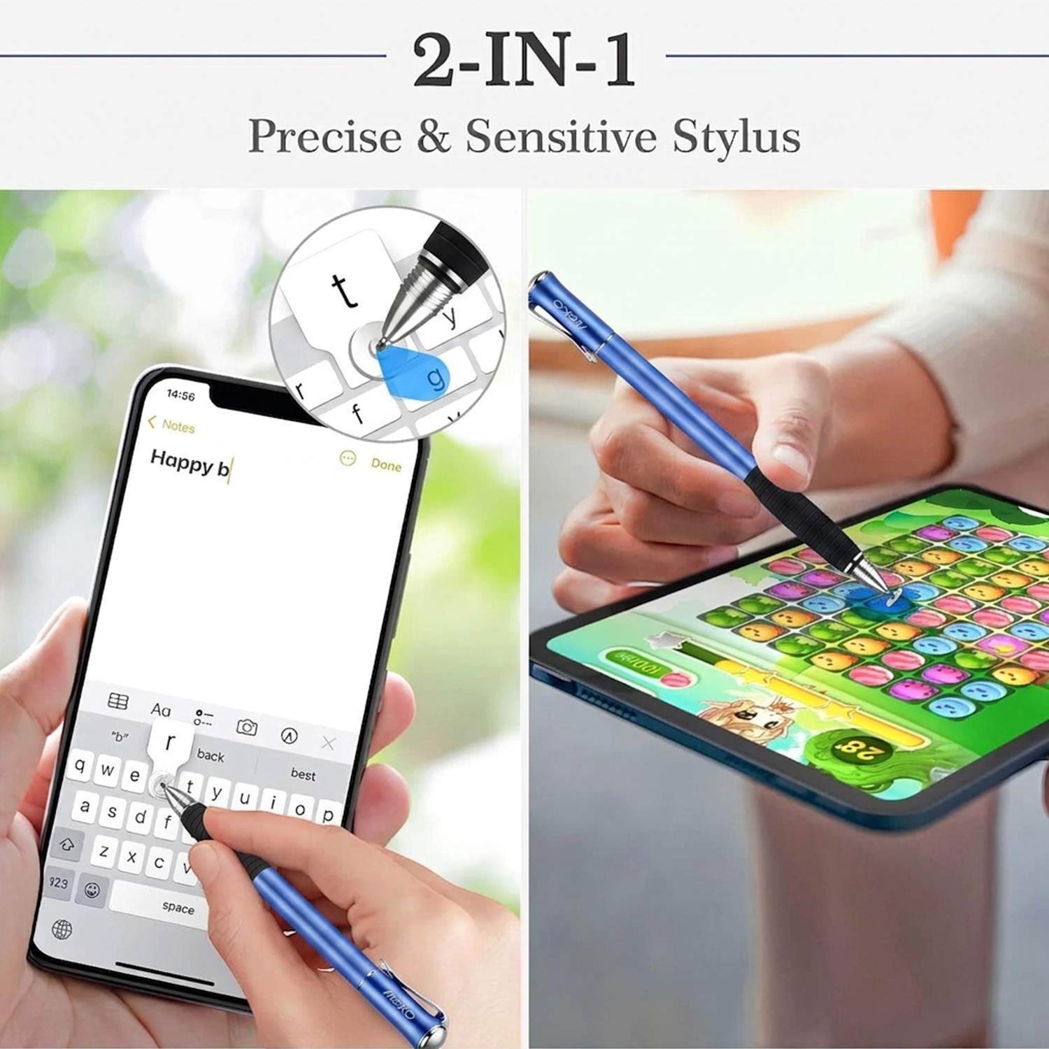(2nd Generation) [2 in 1 Precision Series] MEKO Disc Stylus Pen 2PCS