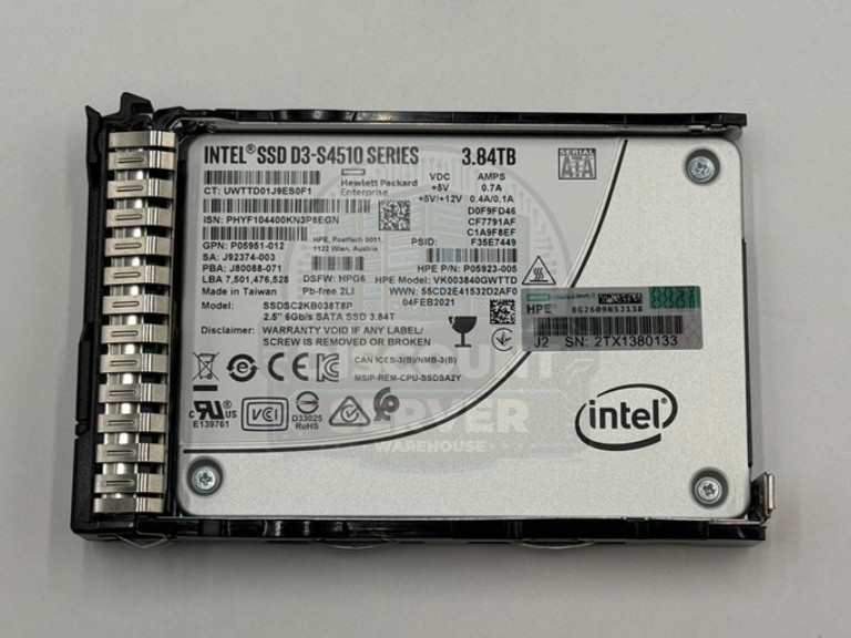 HPE 3.84TB SATA 6G RI SFF SC SSD D3-S4510 SSDSC2KB038T8 P05946-B21 90%-97%