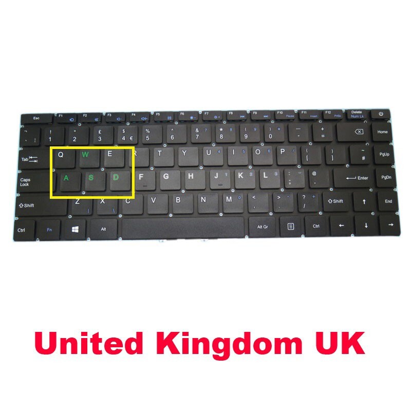 No Backlit Keyboard MB3181004 PRIDE-K3892 United Kingdom UK Black(ASDW Green)