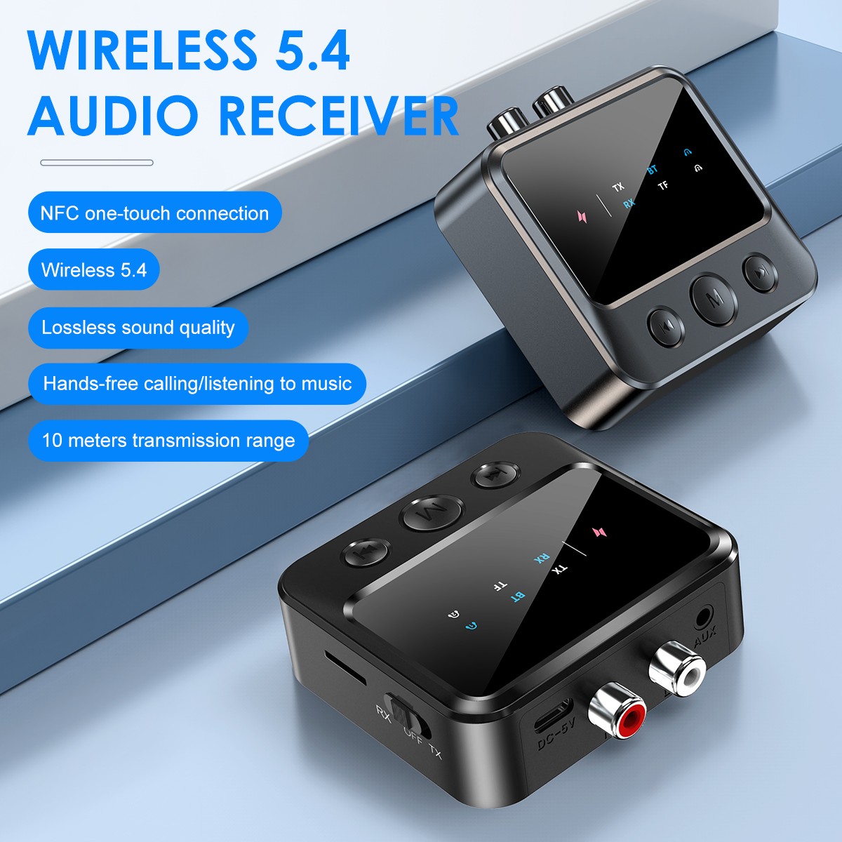 Bluetooth 5.4 Stereo Audio Receiver Transmitter AUX USB HD Music to RCA Adapter