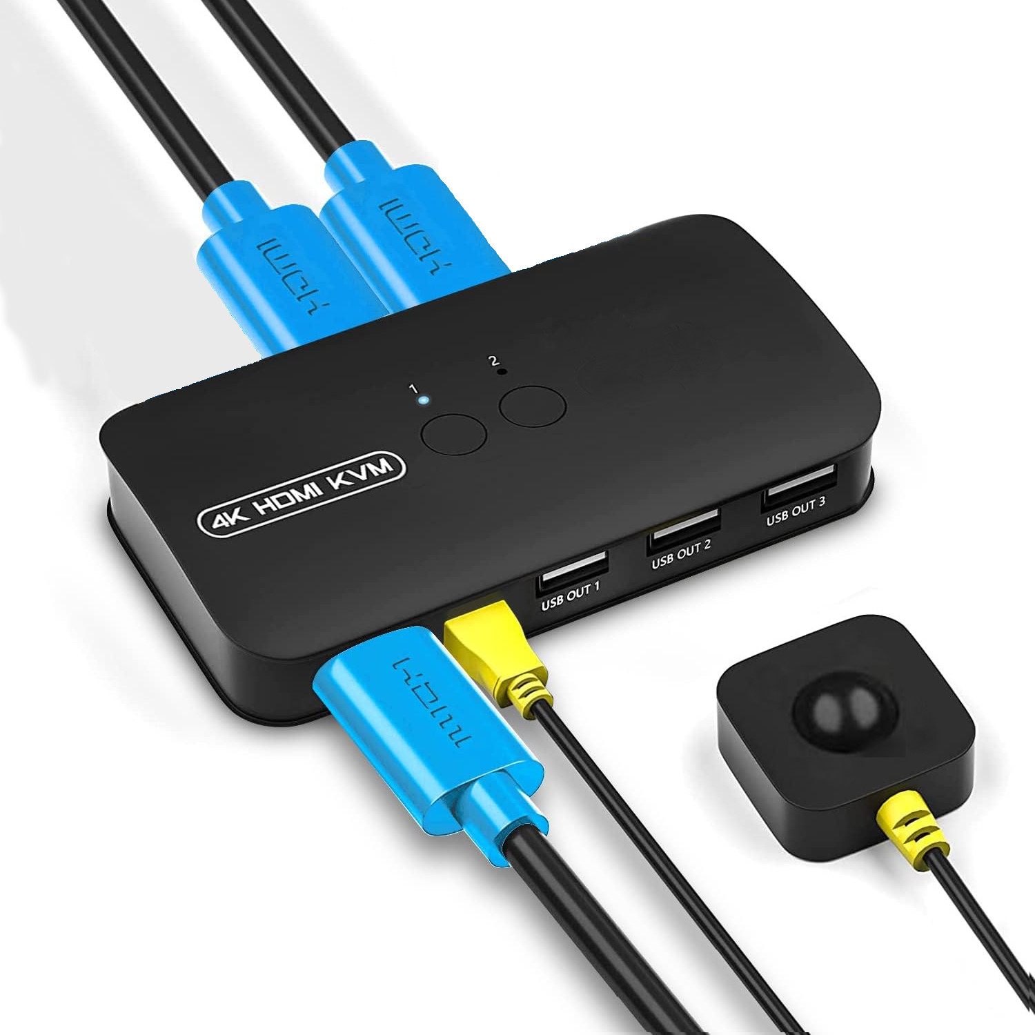 2 Port KVM Switch 4K HDMI USB Switch for 2 Computer Share Monitor Keyboard Mouse
