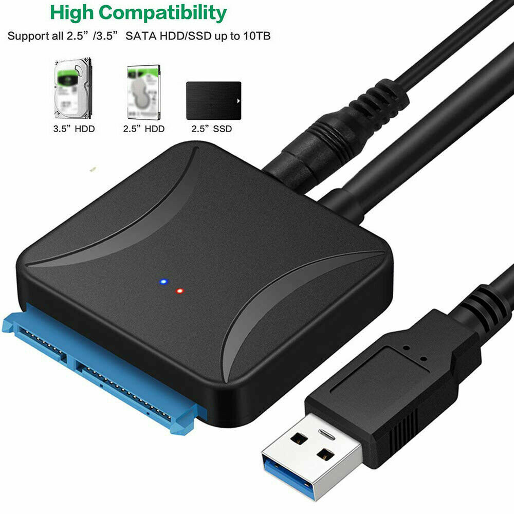 USB 3.0 to SATA III Adapter for 2.5″ 3.5″ SSD HDD Hard Drive with 12V/2A Power