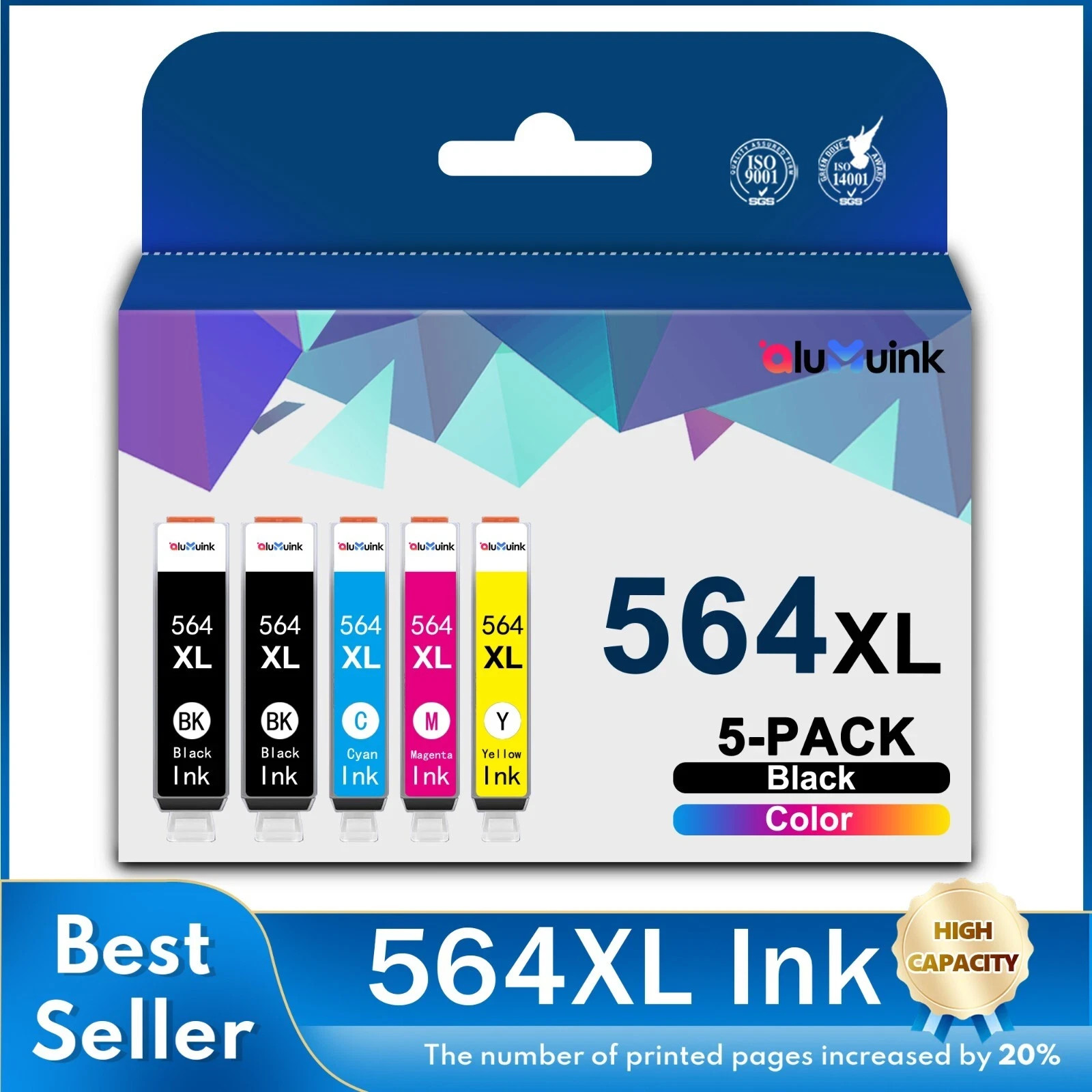 564 XL 564XL Ink Combo 5Pack Replacement For HP 564 With New Chip, open box