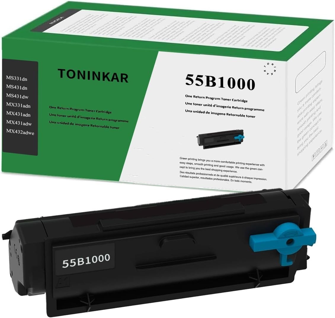 1-Pack Black Toner Cartridge MS431 MX431 Lexmark Printer 55B1000 MS331dn BN