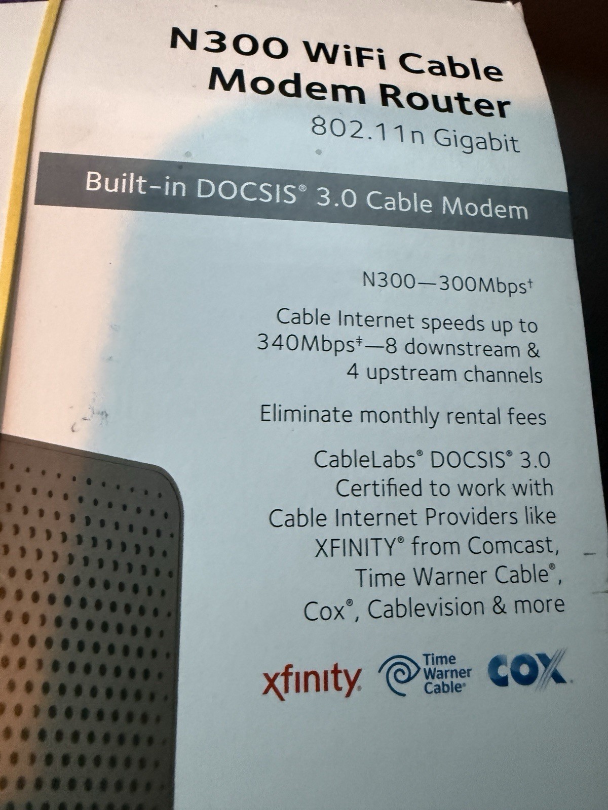NETGEAR C3000 N300 WiFi Cable Modem Router DOCSIS 3.0 Open Box Sealed