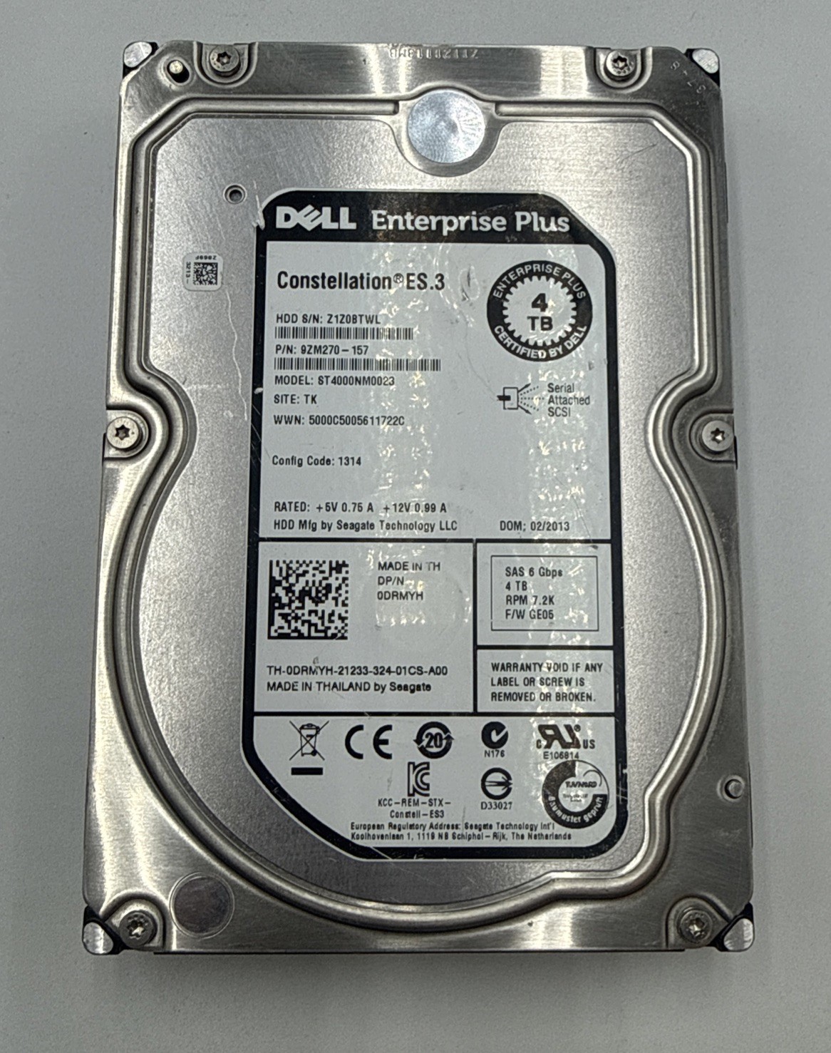 DELL 4TB 6Gb/s SAS 7.2K RPM 128MB Server Hard Drive – 0DRMYH – ST4000NM0023