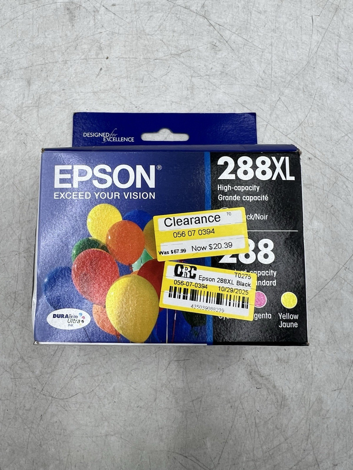 Epson 288XL 4 Pack Combo Ink Cartridges Black XL, Cyan, Magenta, Yellow 06/2026