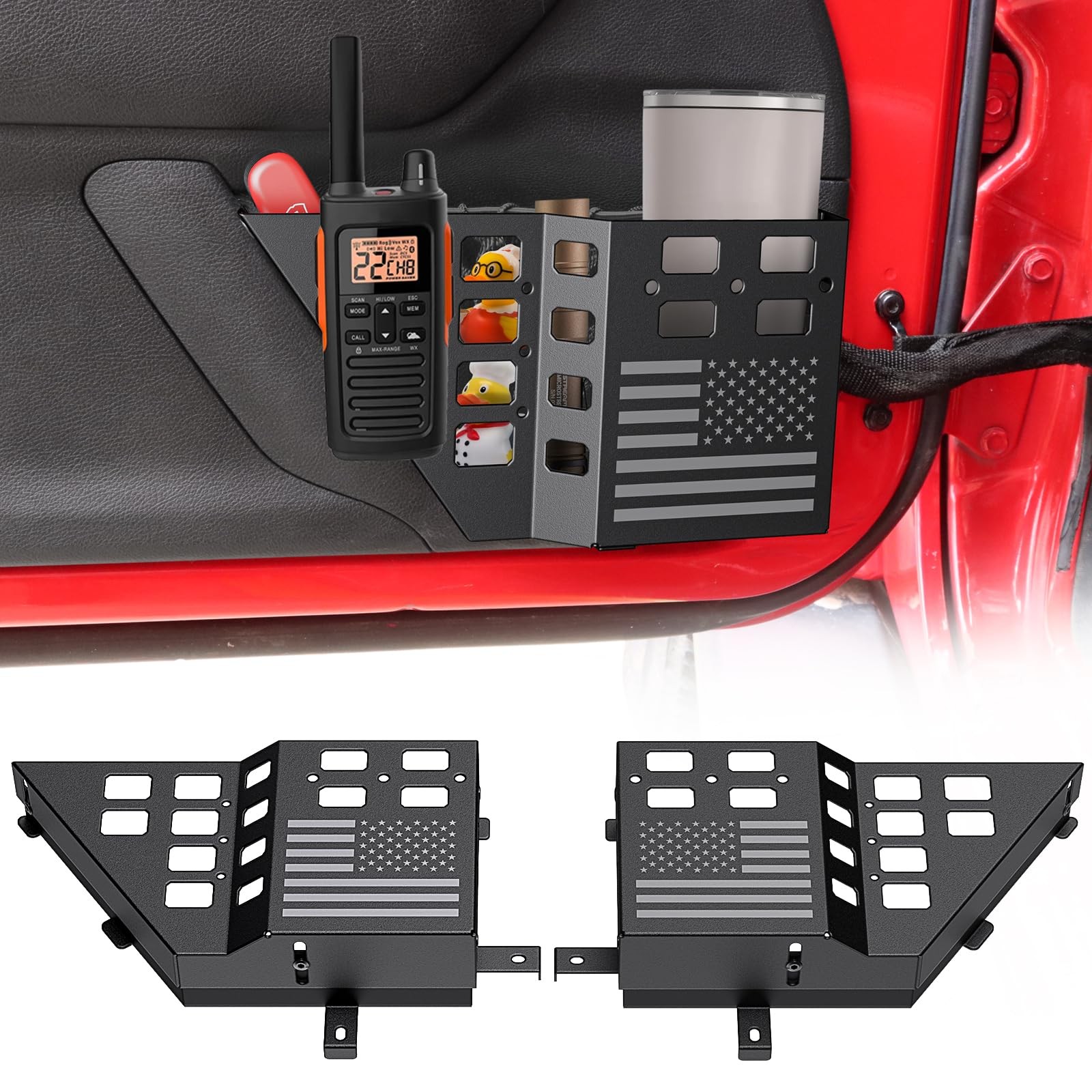 Metal Front Door Pocket Storage Box for Jeep Wrangler JK 20072018, 2PCS