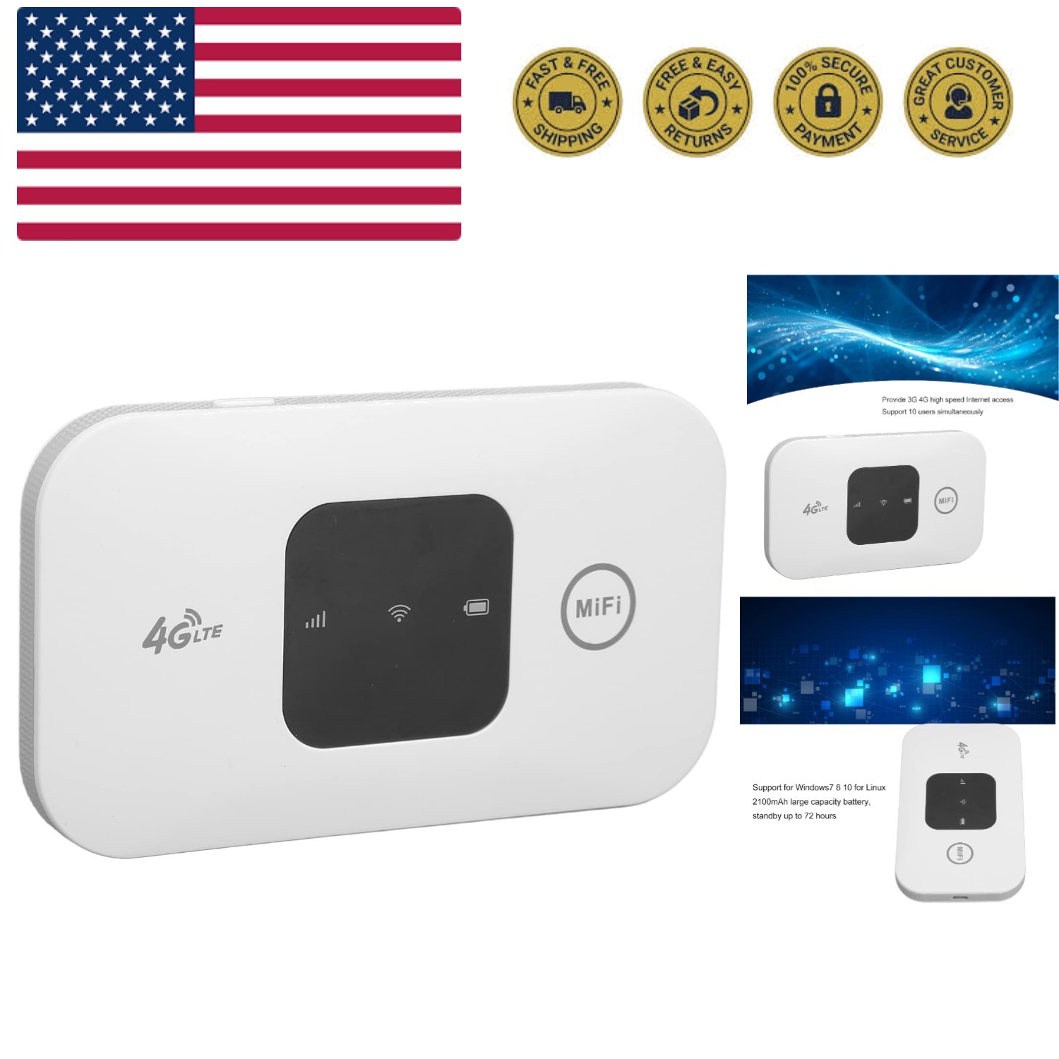 Unlocked 4G LTE Mobile WiFi Router – Portable Hotspot for Global Travel