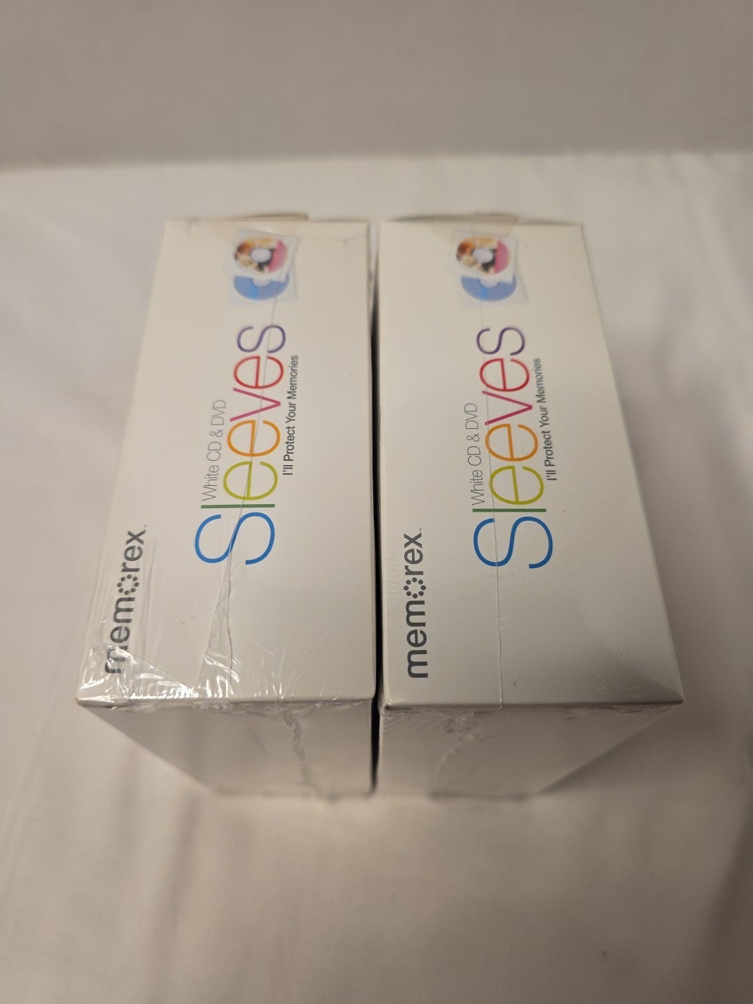 LOT (2) 100pk Memorex Brand White Color CD DVD Paper Sleeve w Window/Flap New