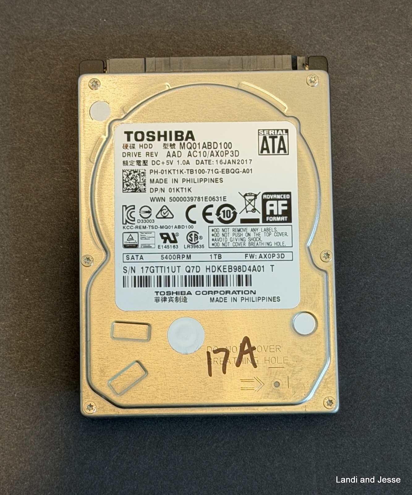 Toshiba MQ01ABD100V 1TB 5400 RPM 2.5 inch Internal Laptop Drive
