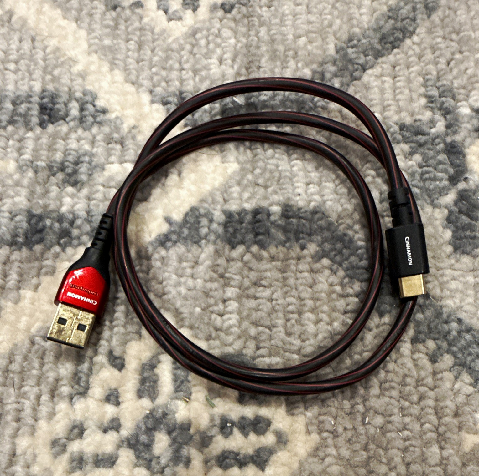 AudioQuest Cinnamon USB-A to USB-C Gold-Plated USB Cable Black/Red .75m