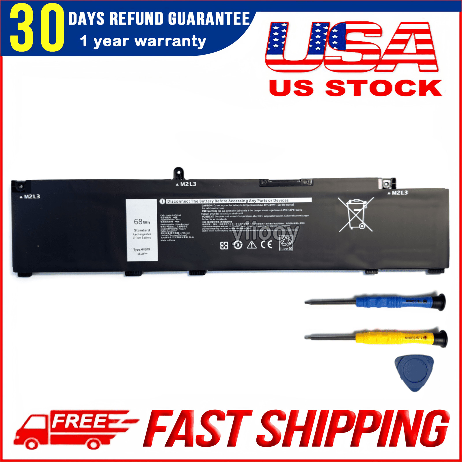 New OEM MV07R MVO7R Battery for Dell G3 15 3500 3590 G5 5500 5505 SE JJRRD W5W19