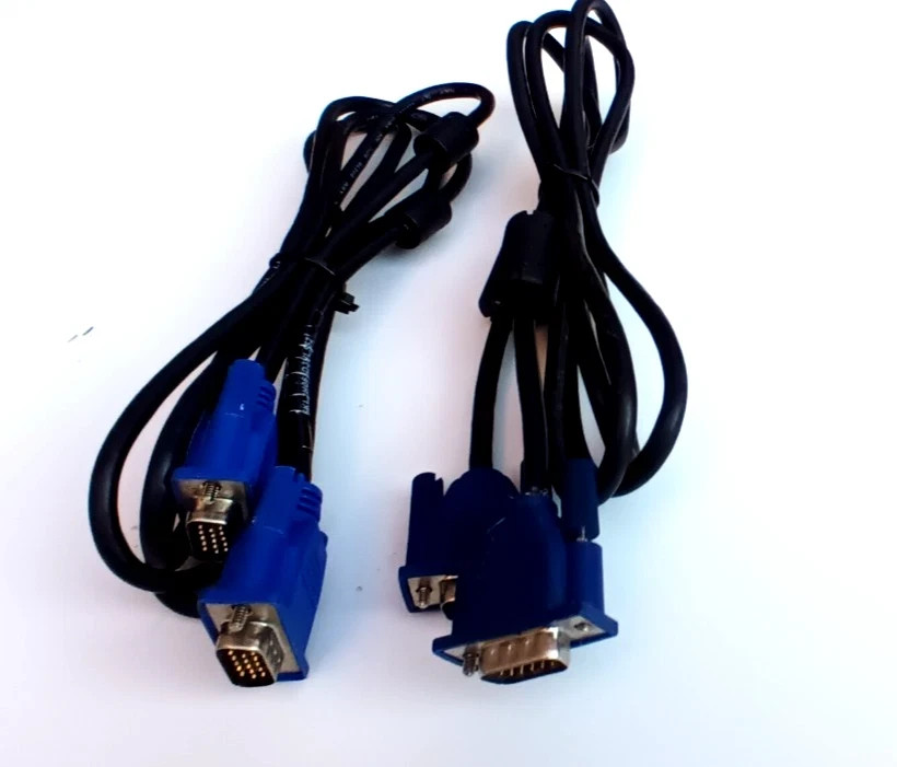 5FT 15 PIN BLUE SVGA VGA ADAPTER Monitor Male To Male Cable CORD FOR PC TV 2Pcs