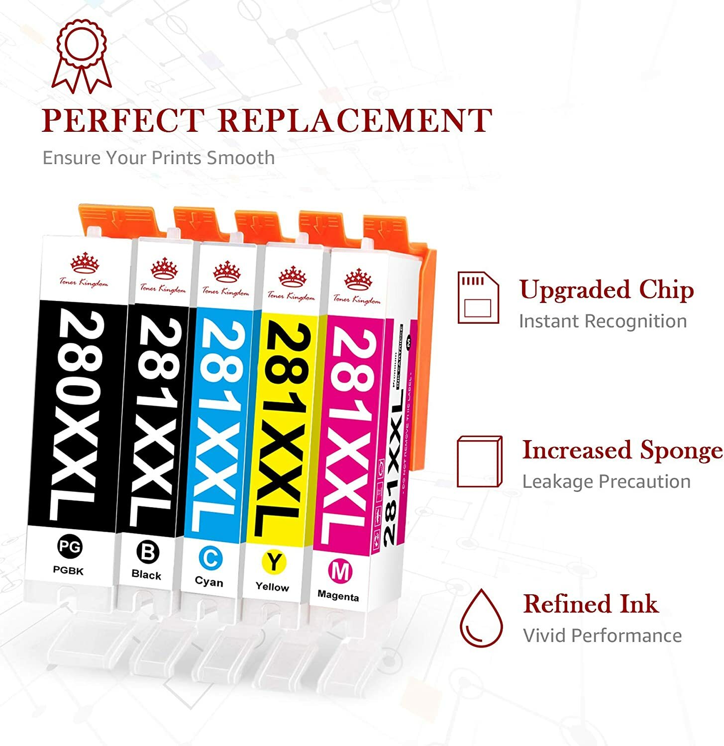 PGI 280 CLI 281 XXL Printer Ink Cartridges use for Canon TR8620A TS702A TR8520