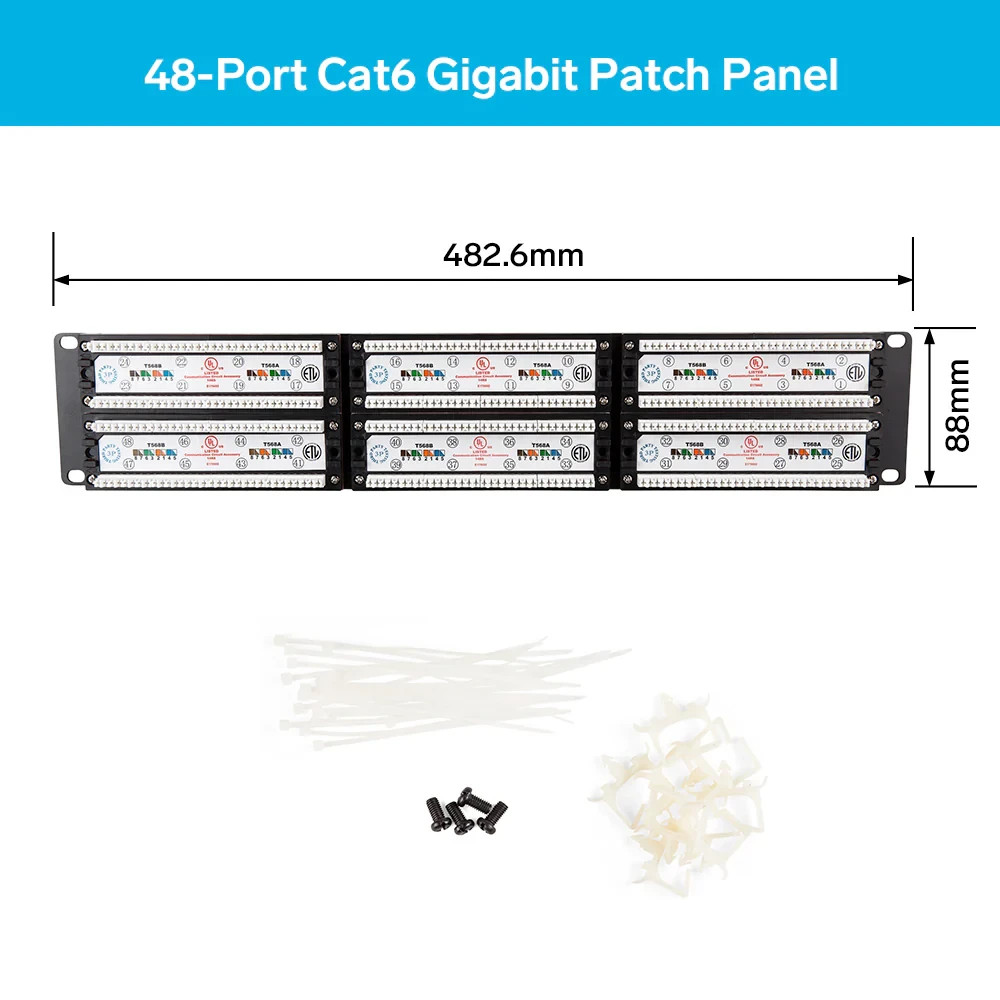 Lot of 2 Steren 310-349 48-Port Cat6 Loaded Patch Panels Rack Mount 350MHz NEW