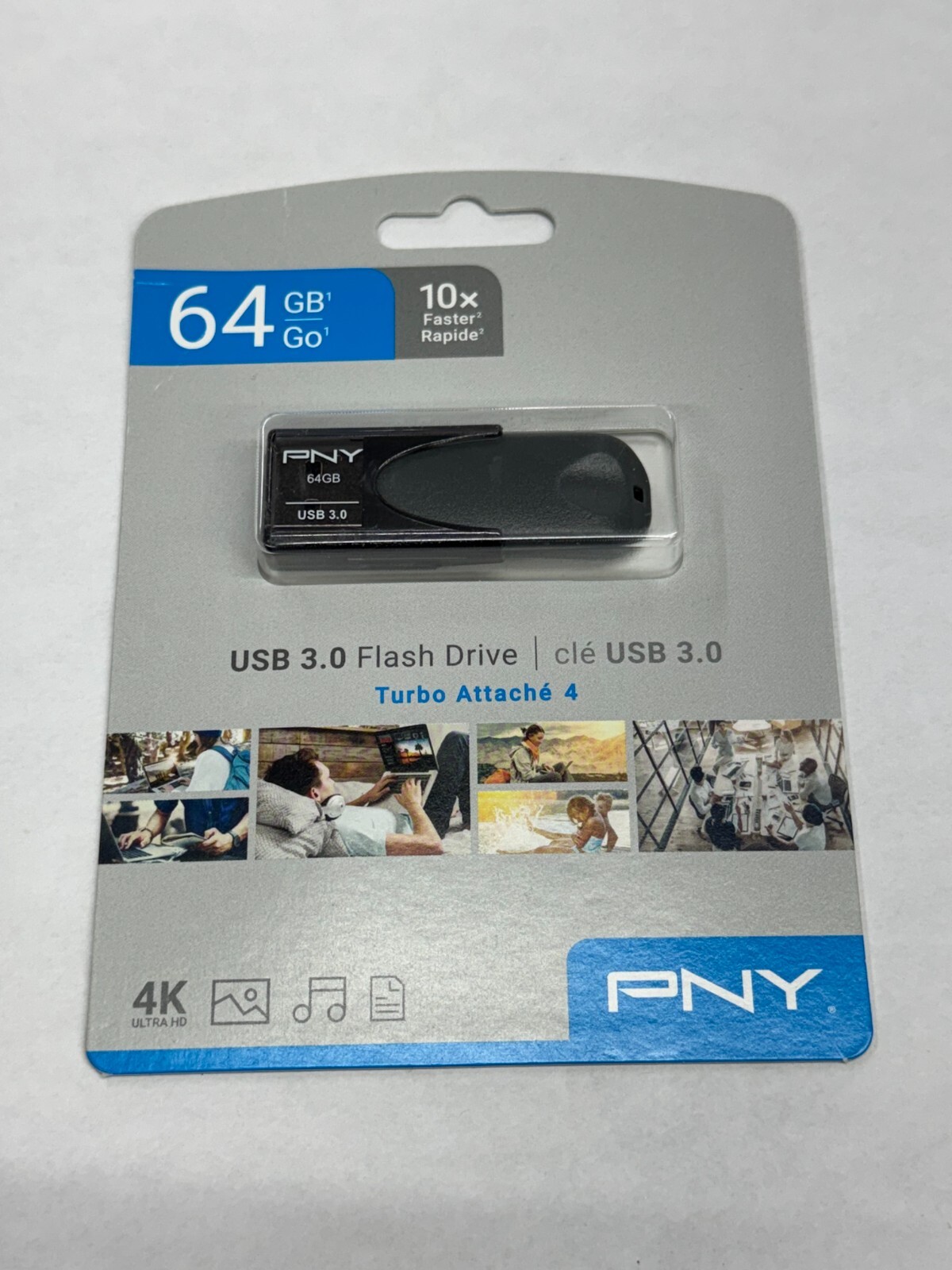 PNY Turbo 64GB USB 2.0 Flash Drive Black/Grey EB-907