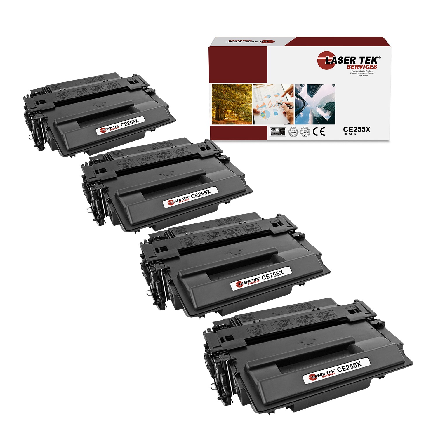 4Pk LTS 55X CE255X Black HY Compatible for HP LaserJet P3011 P3015 P3015d Toner