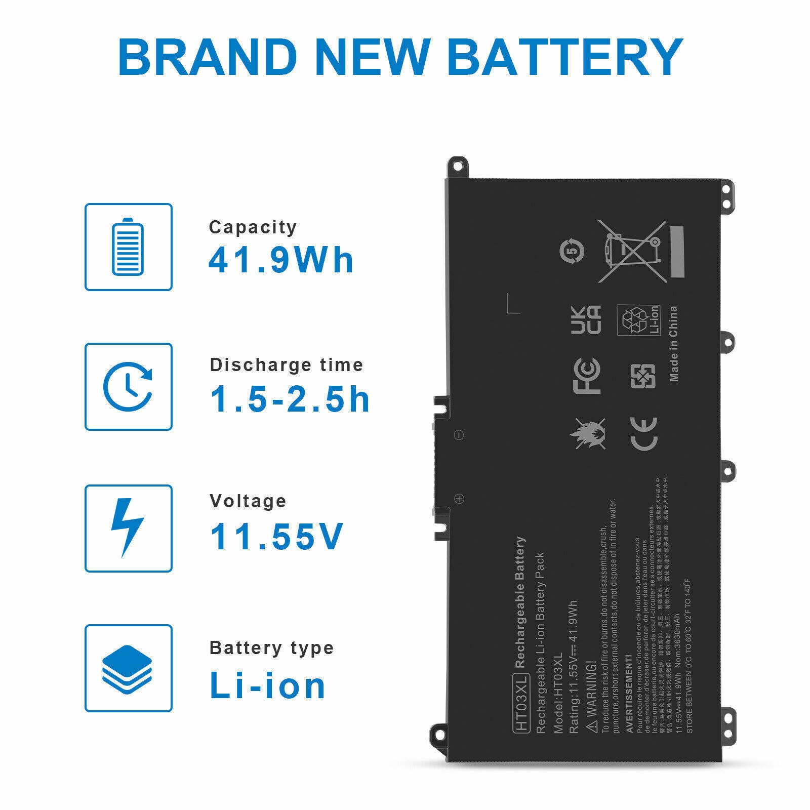 LOT 1-50 HT03XL Battery for HP Pavilion L11421-2C2 L11119-855 15-CS 15-DA 41.9Wh