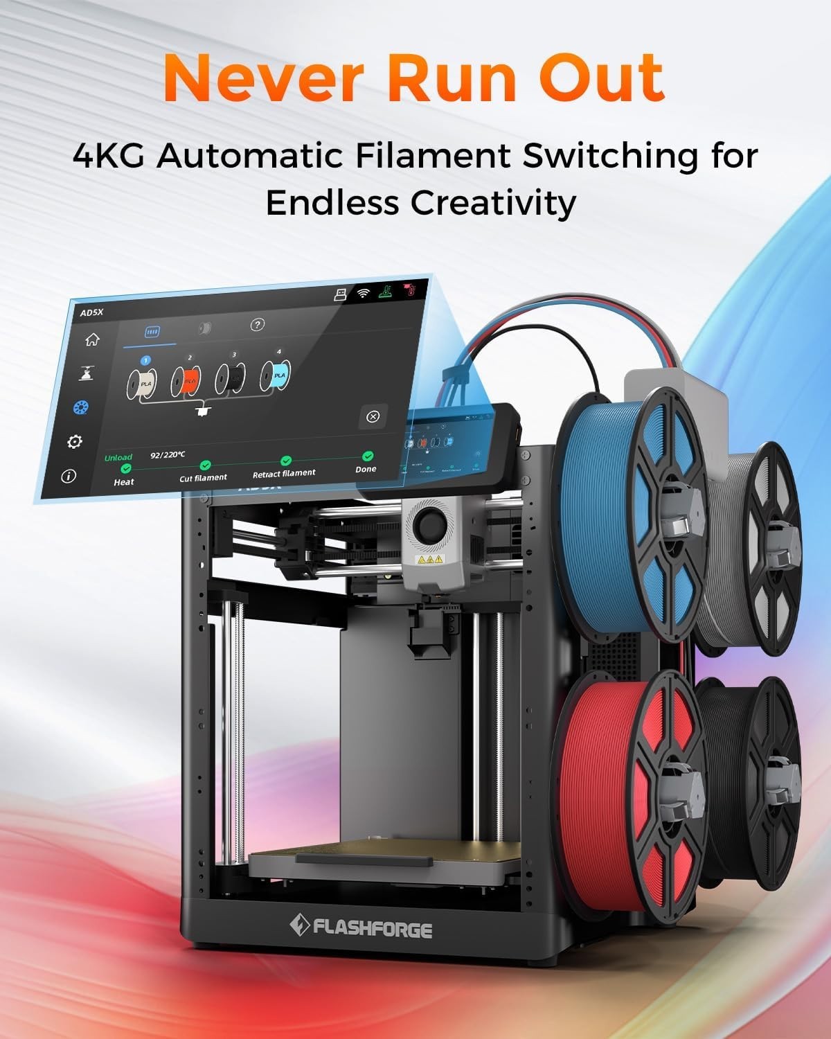 AD5X Multi-Color 3D Printer 4 Colors with IFS, Fully Auto Leveling FDM 3D Printe