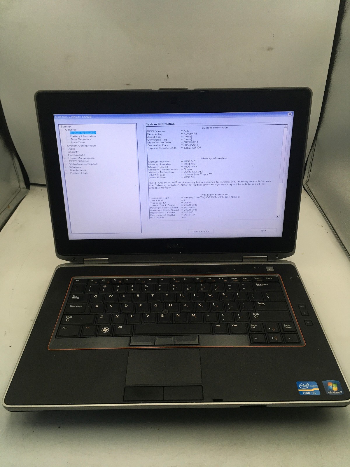 DELL LATITUDE E6420 – BOOTS TO BIOS – INTEL I5 2520M – NO RAM – 14″ – READ – BB!