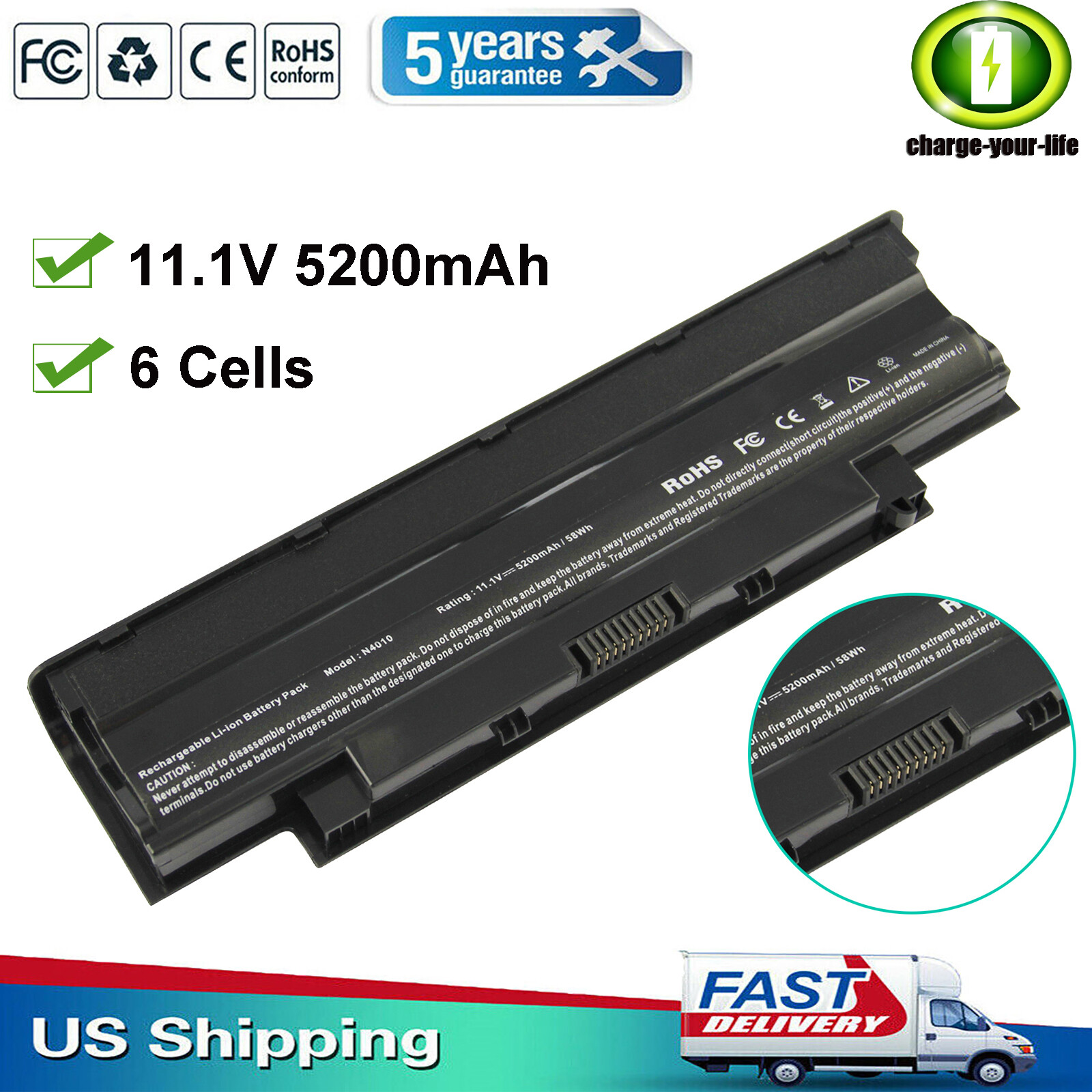 5200mAh J1KND Battery For DELL Inspiron N4010 N5050 M5030 N5110 17R N7010 N7110