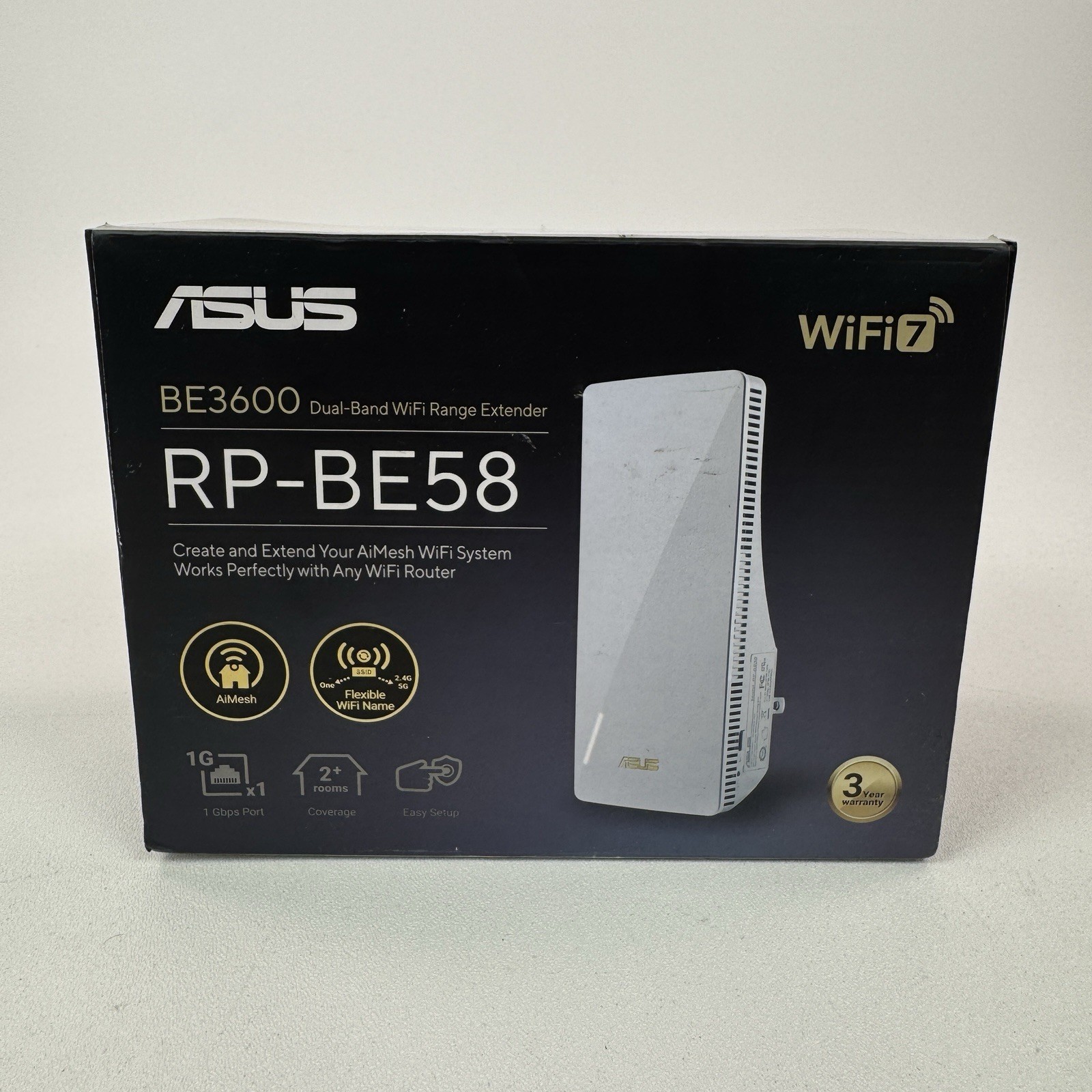 ASUS RP-BE58 BE3600 Dual Band WiFi 7 (802.11be) Range Extender, AiMesh Extender