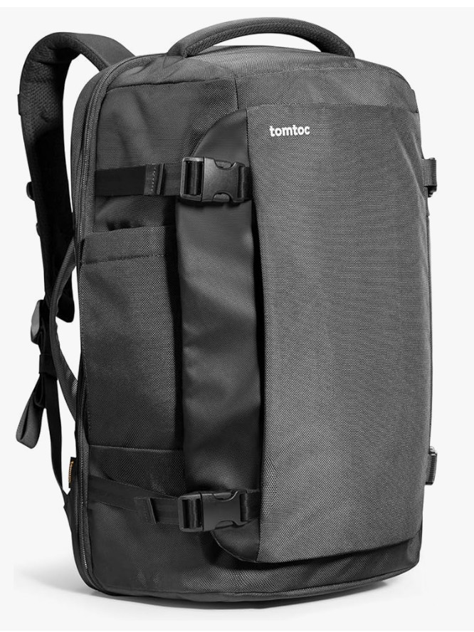 tomtoc Travel Backpack 40L, TSA Friendly Flight Approved Carry-on Black