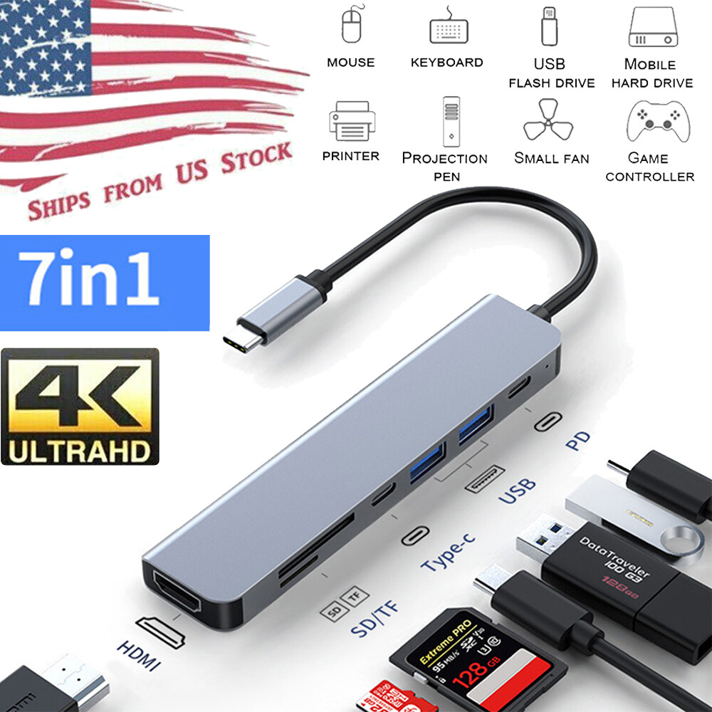 Portable 7 in 1 USB SD TF Card HDMI Multiport Adapter For Phone iPad MacBook