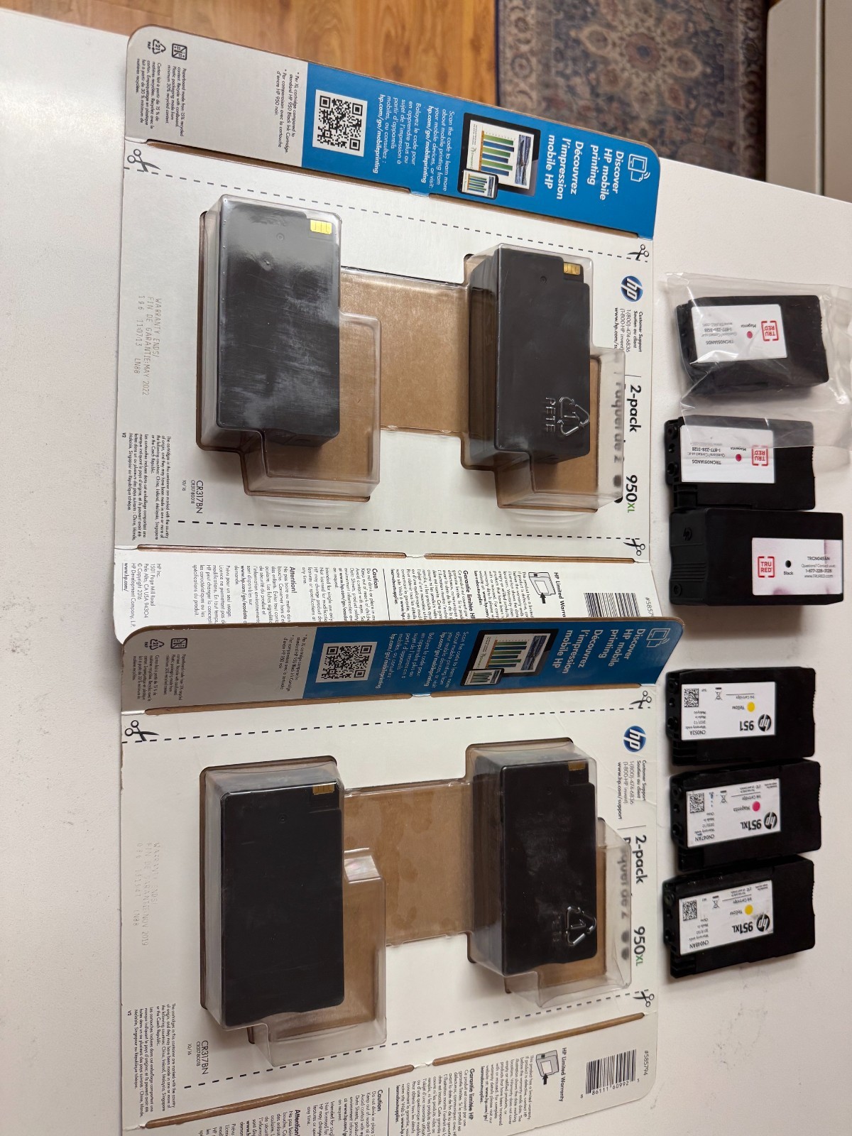 Genuine HP 950XL Cartridges – 4 New OEM Black + Random Color Cartridges – $50