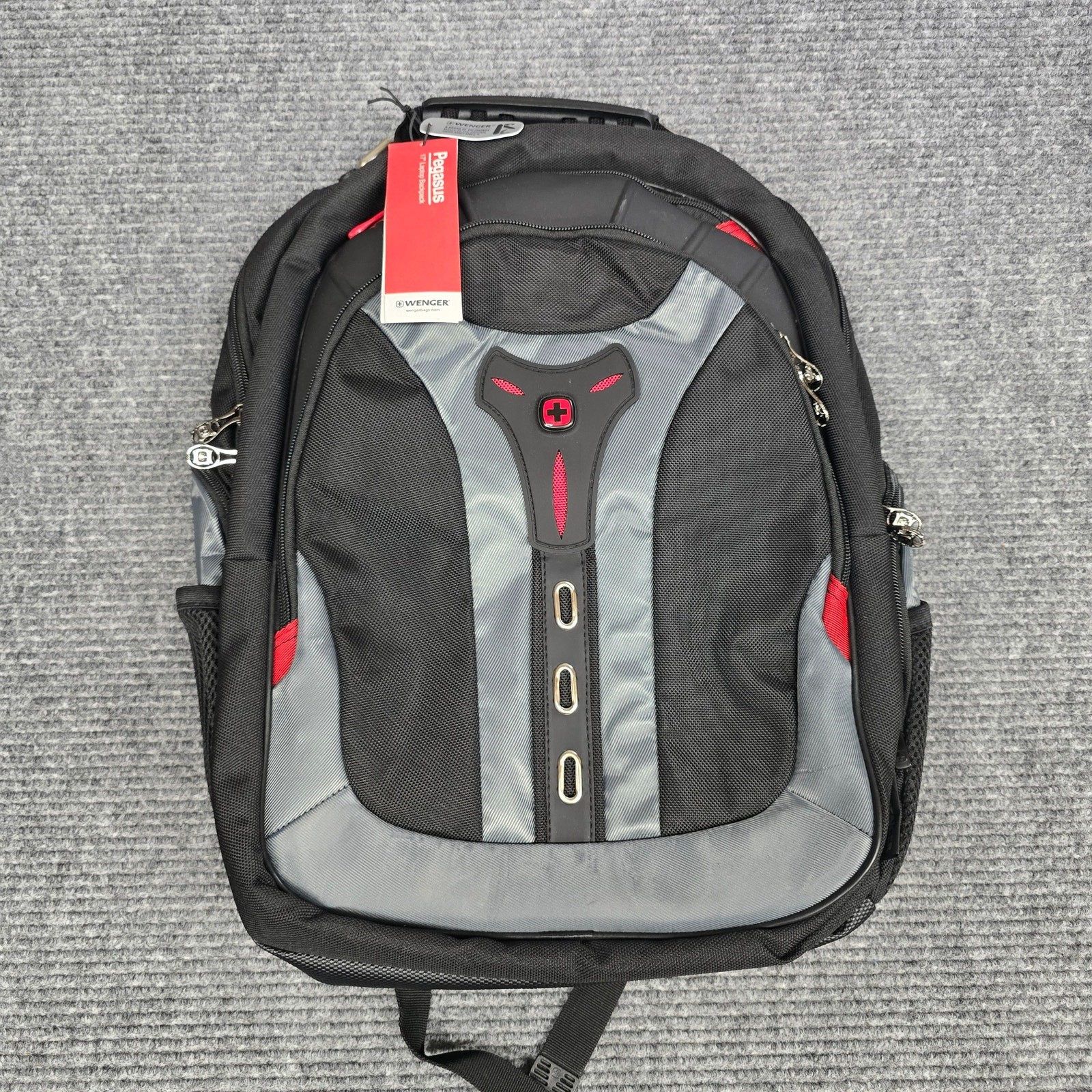 Wenger Pegasus 17″ Laptop Backpack SwissGear Black Gray NWT Travel Business
