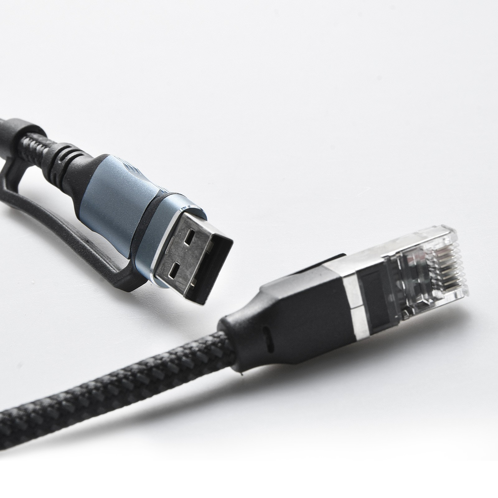 1.8M Braided Ethernet Cable USB-A Type-C to RJ45 100Mbps for Laptop Tablet Phone