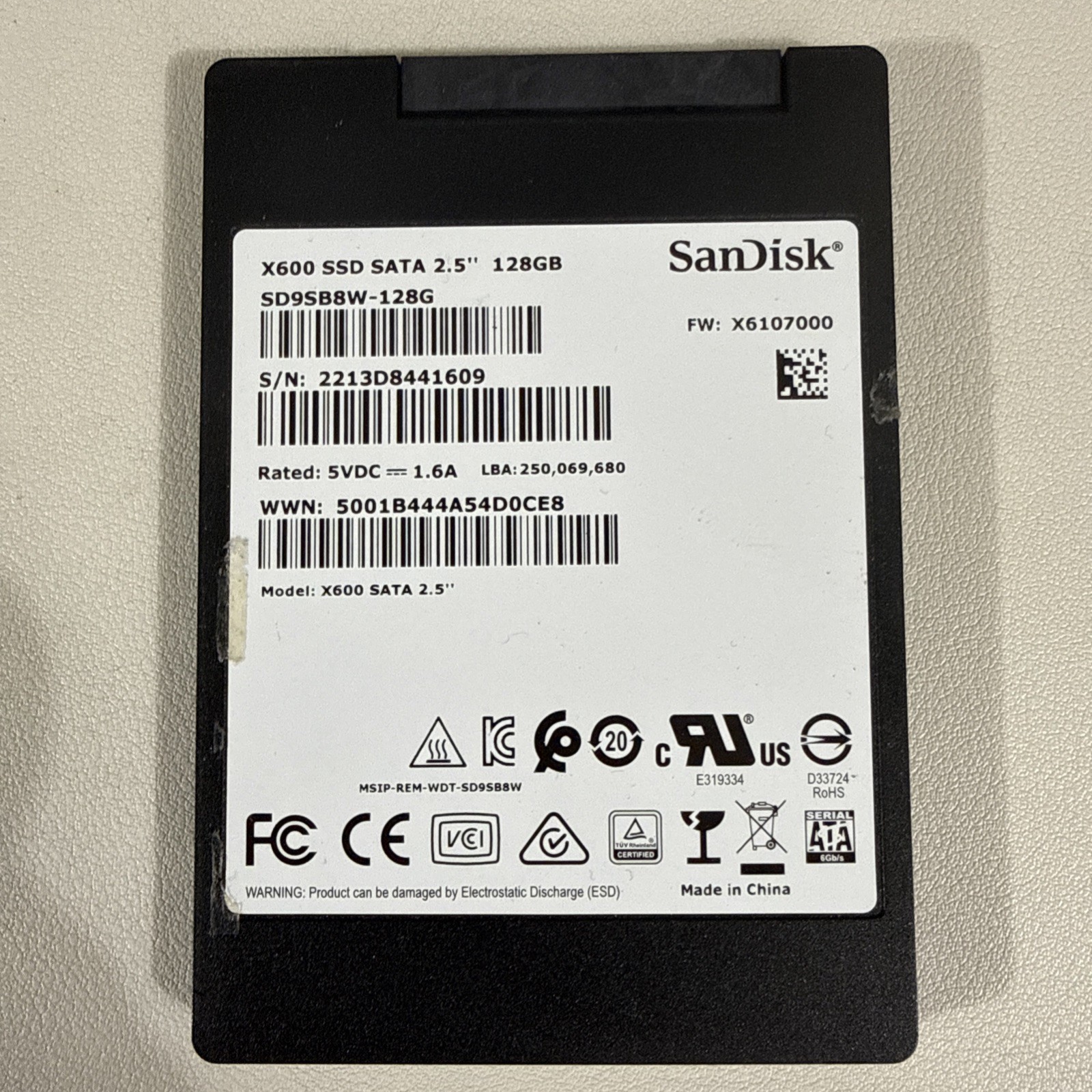 SanDisk X600 2.5 128GB SATA SSD SD9SB8W-128G