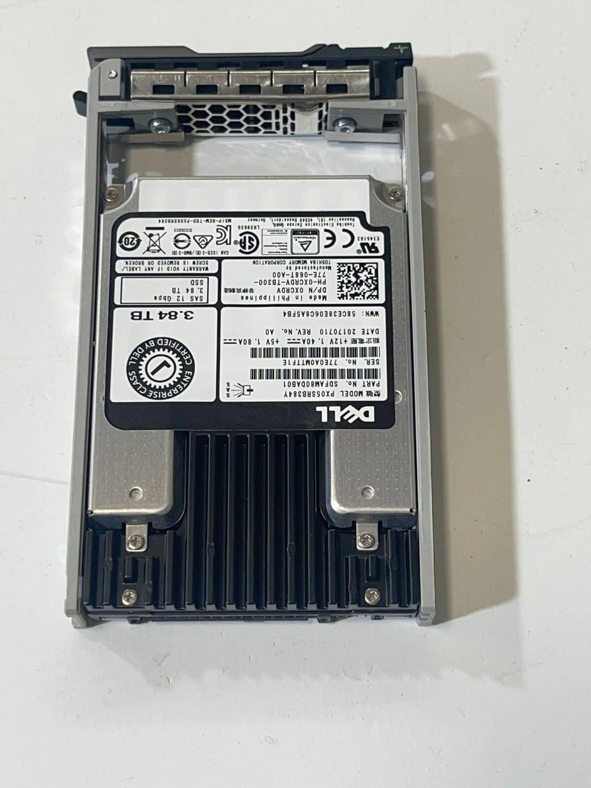 XCRDV DELL TOSHIBA 3.84TB 2.5″ 12GBPS SAS SSD PX05SRB384Y 0XCRDV W/ TRAY