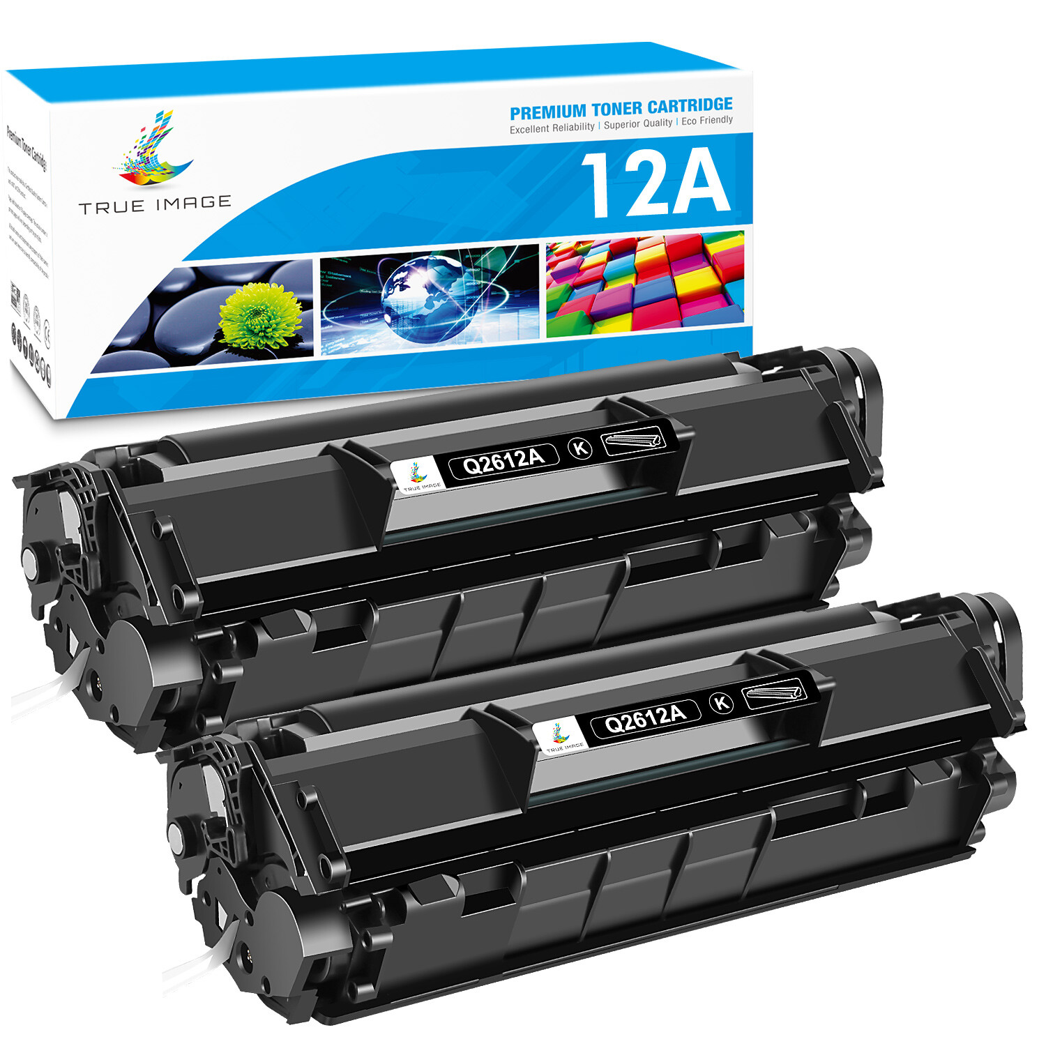 2 Pack Q2612A 12A Balck Toner Compatible For HP LaserJet 1018 1010 3020 Printer