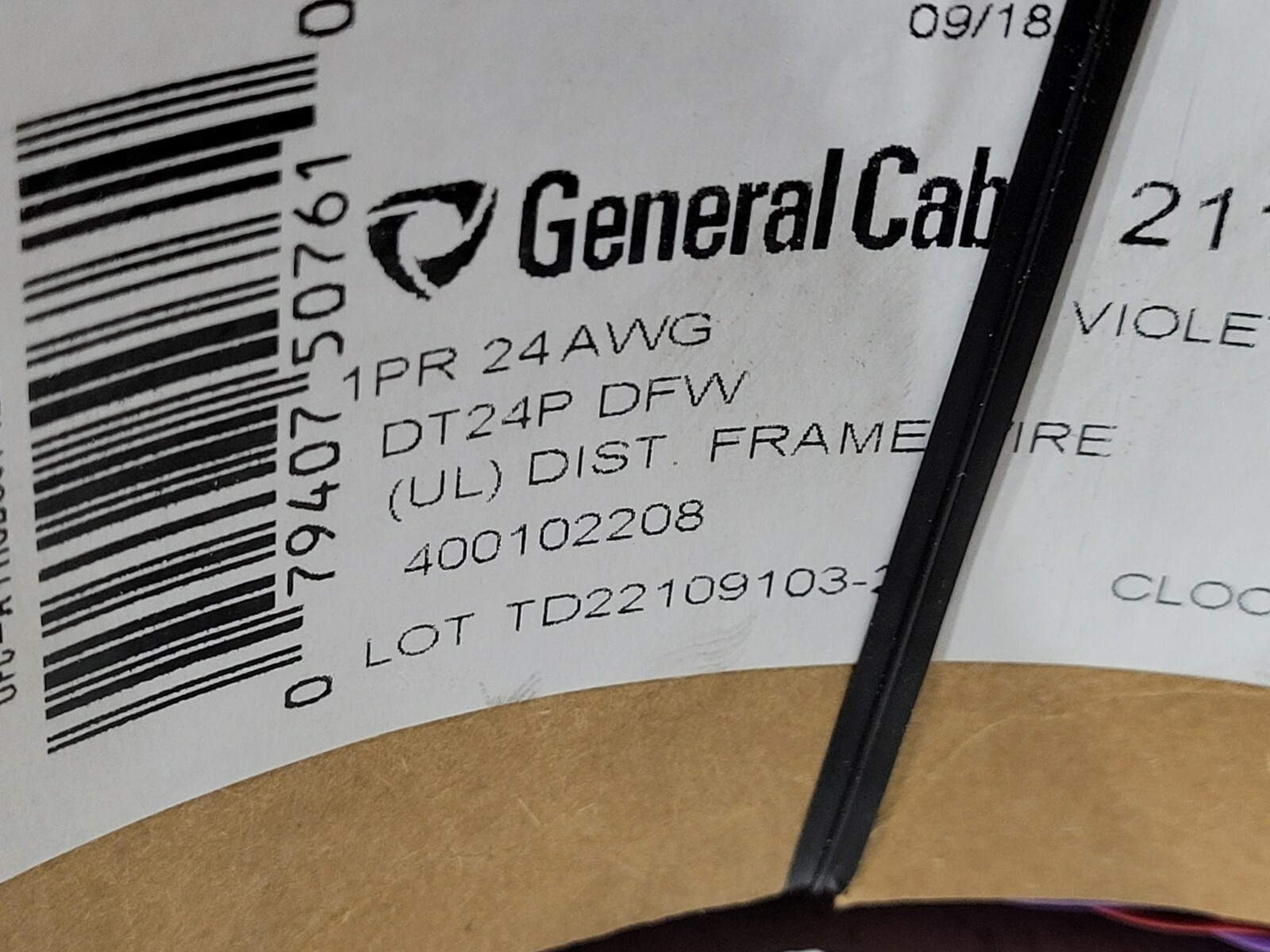 General Cable Distribution Frame Wire Tight Twist 24AWG 5000′ Violet / Red