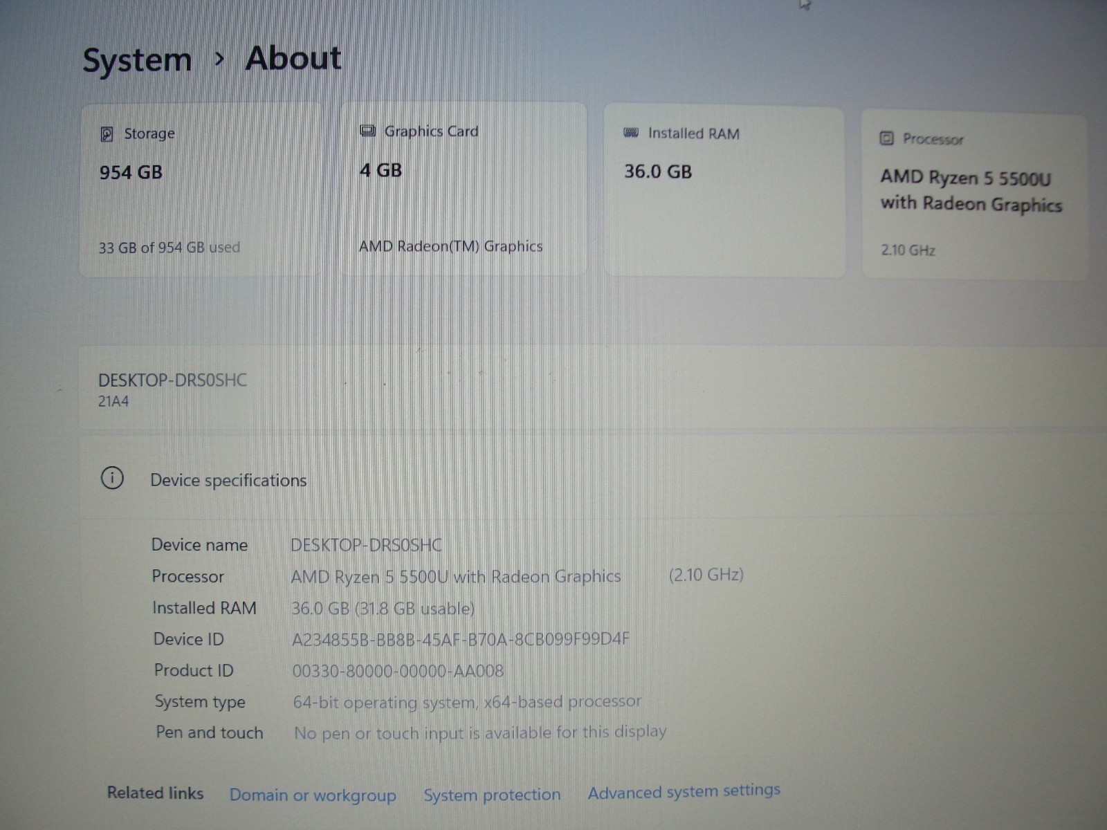 Lenovo ThinkBook 15 G3 ACL 15.6″ FHD AMD Ryzen 5 5500U 36GB RAM 1TB SSD+ PA