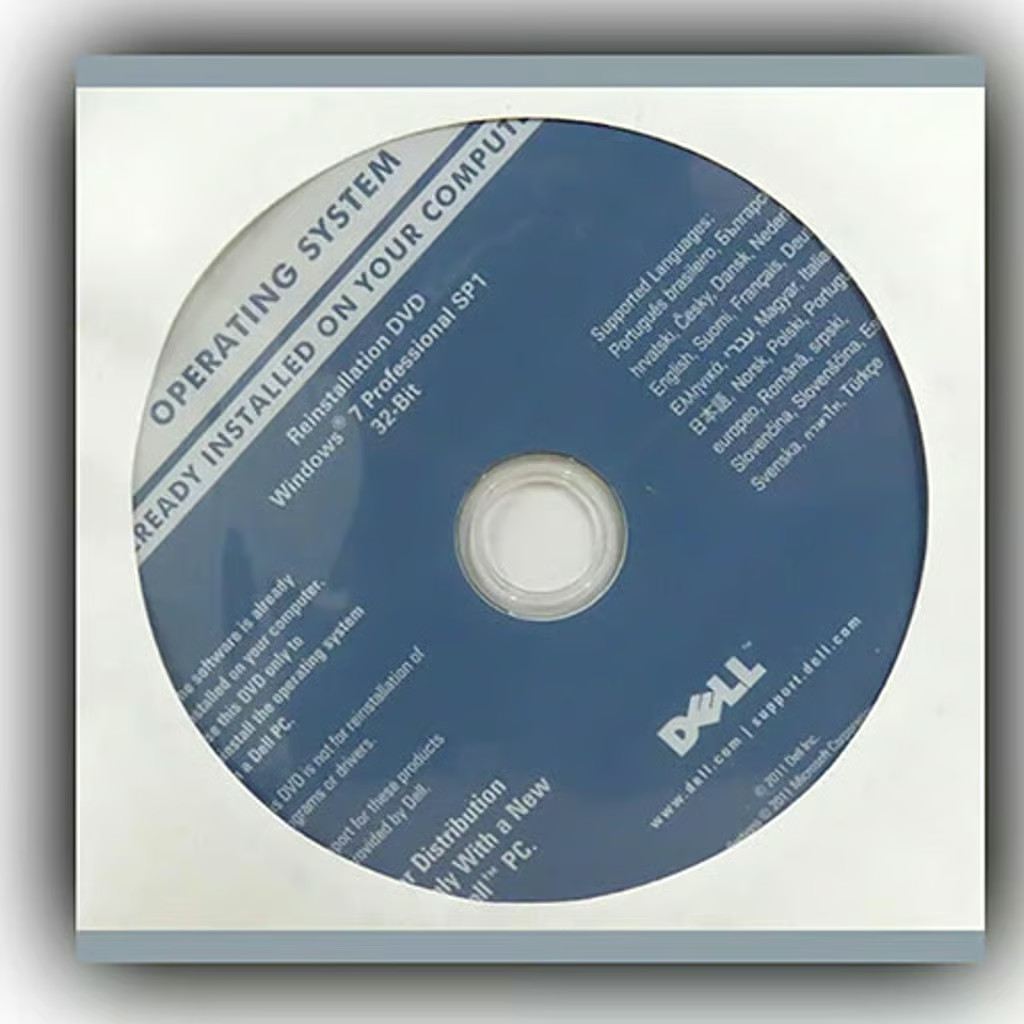 Dell Windows 7 Professional SP1 32 Bit Multi Language Reinstallation DVD *NEW*