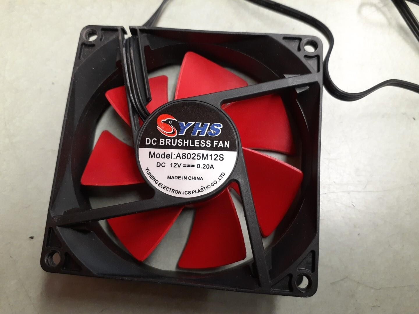 YHS A8025M12S DC Brushless Fan Red 12V 0.20A