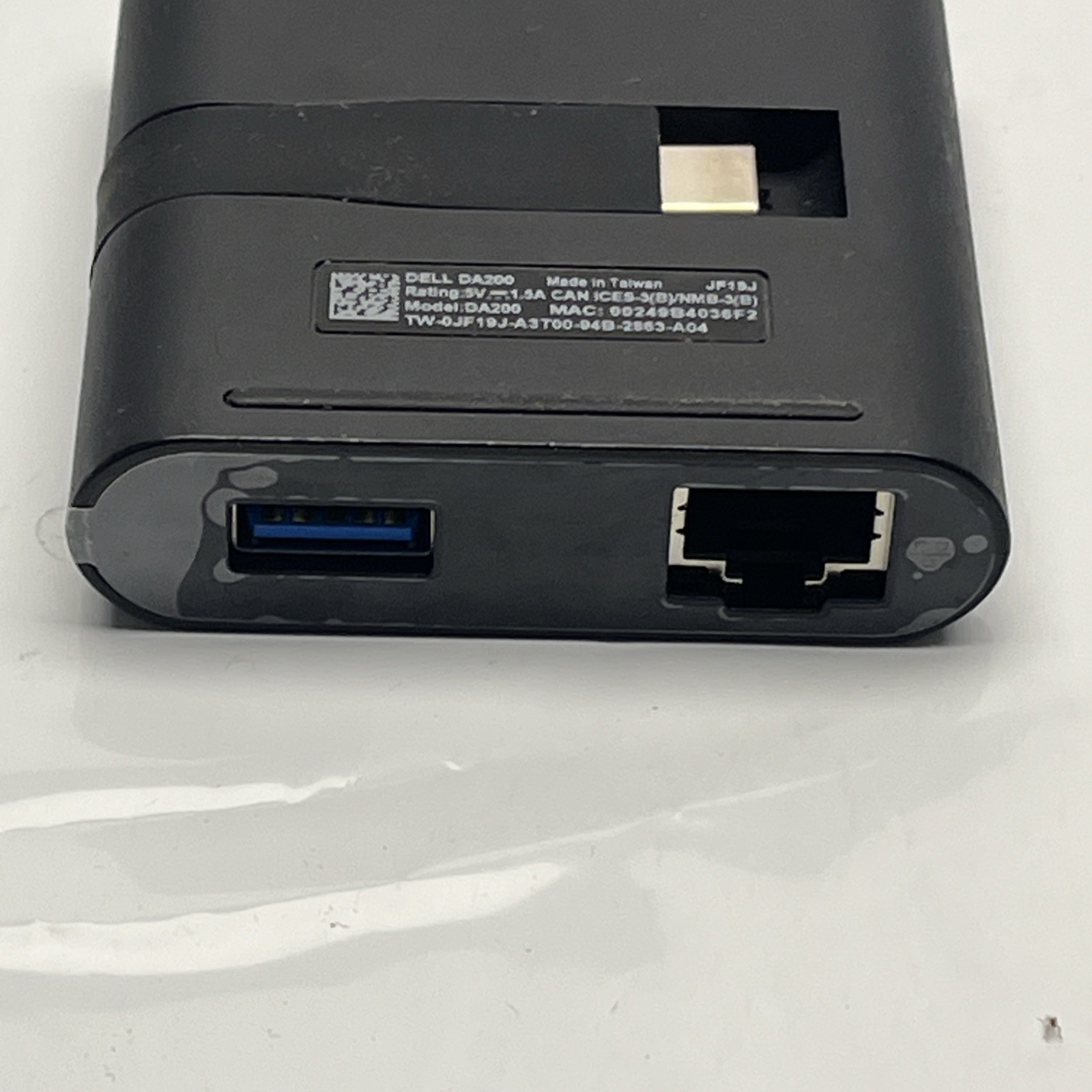 Dell JF19J USB-C Adapter to HDMI USB 3.0 RJ45 Ethernet VGA Hub DA200