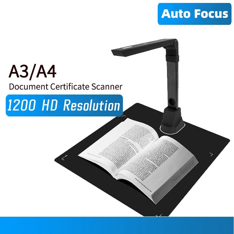 12MP Book & Document Scanner w/ OCR Auto-Flatten Deskew for Desktop/Laptop