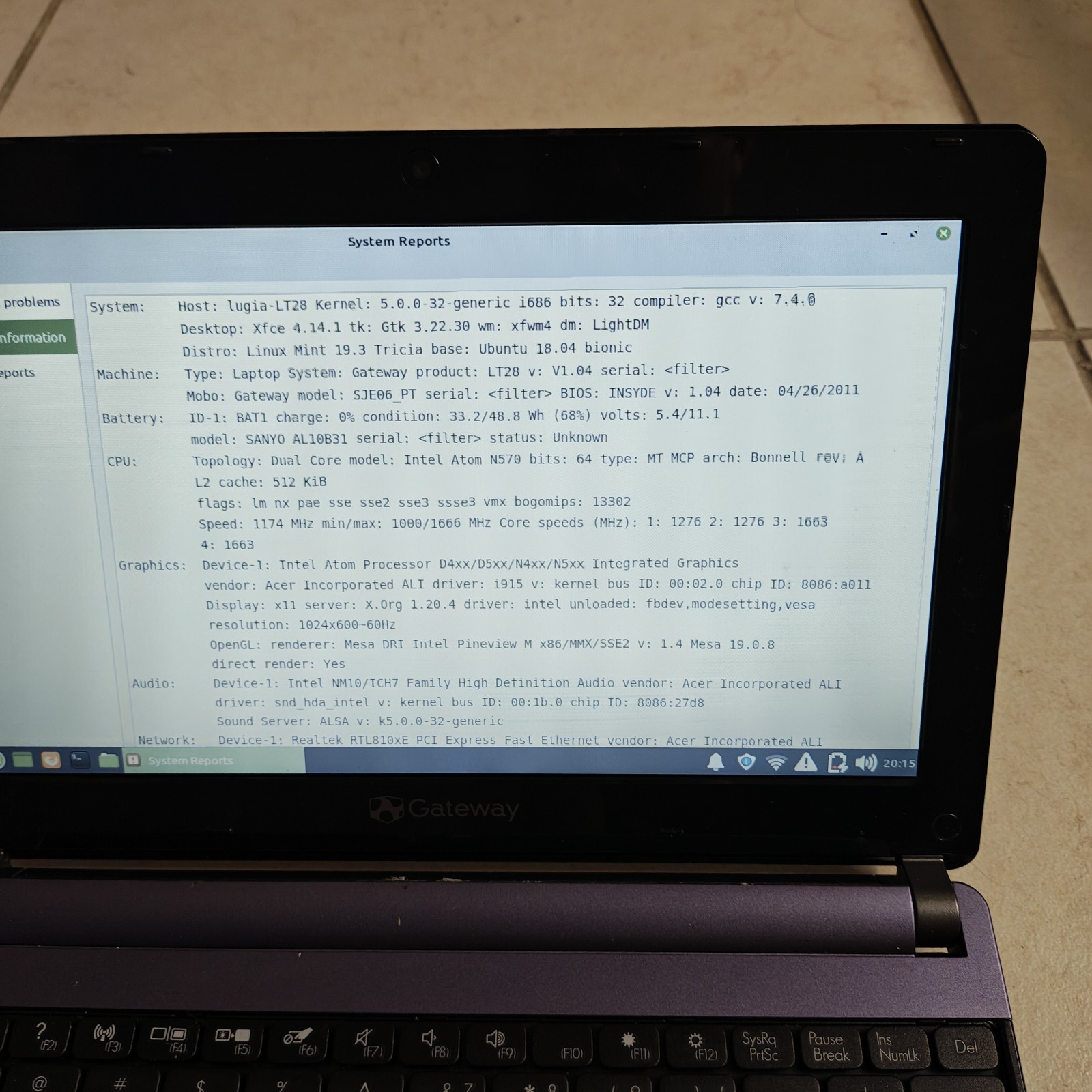 Gateway LT2810u Linux Mint Netbook – 250GB HDD/1GB RAM – READ DESC #4051